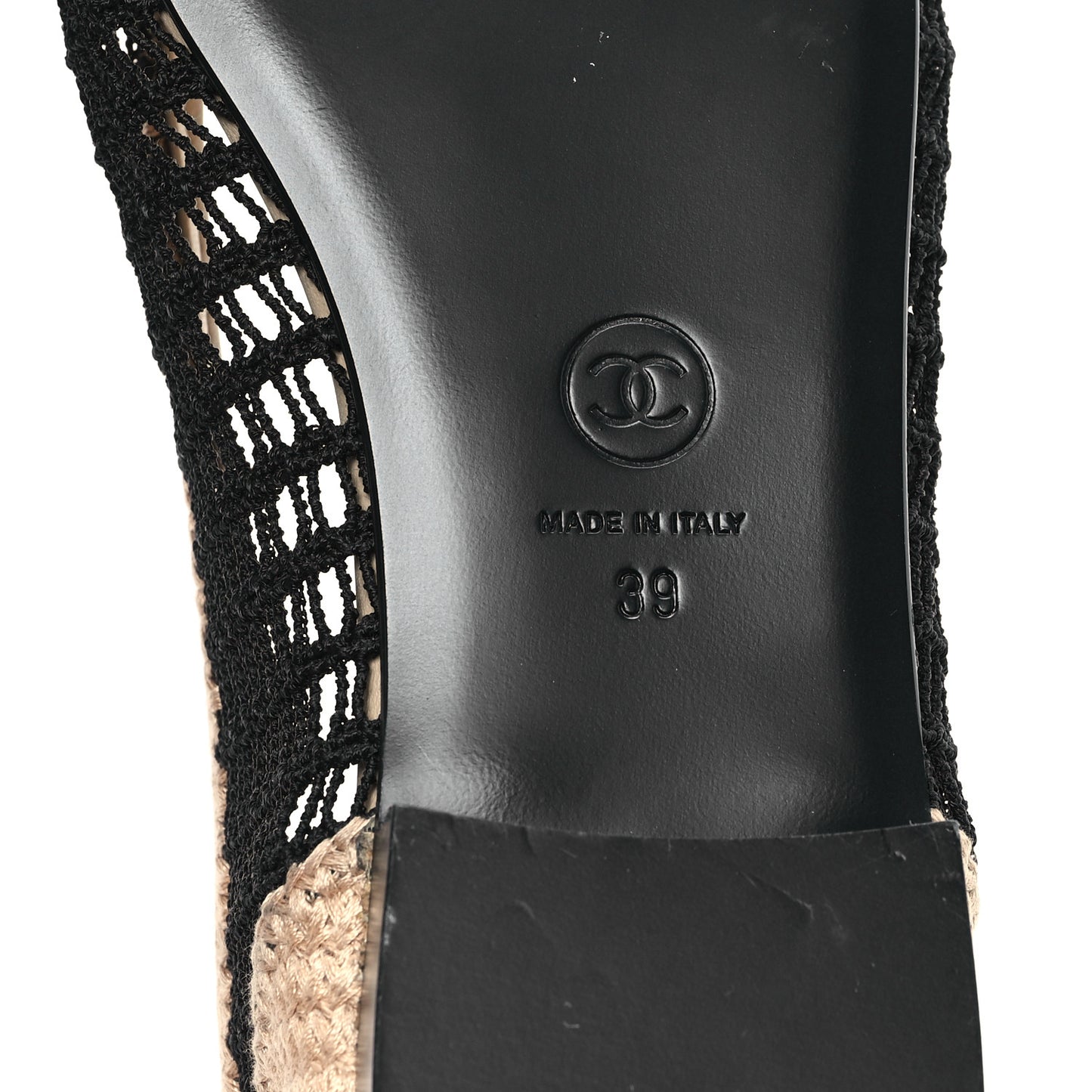 Raffia Cap Toe Ballerina Flats 39 Black Beige