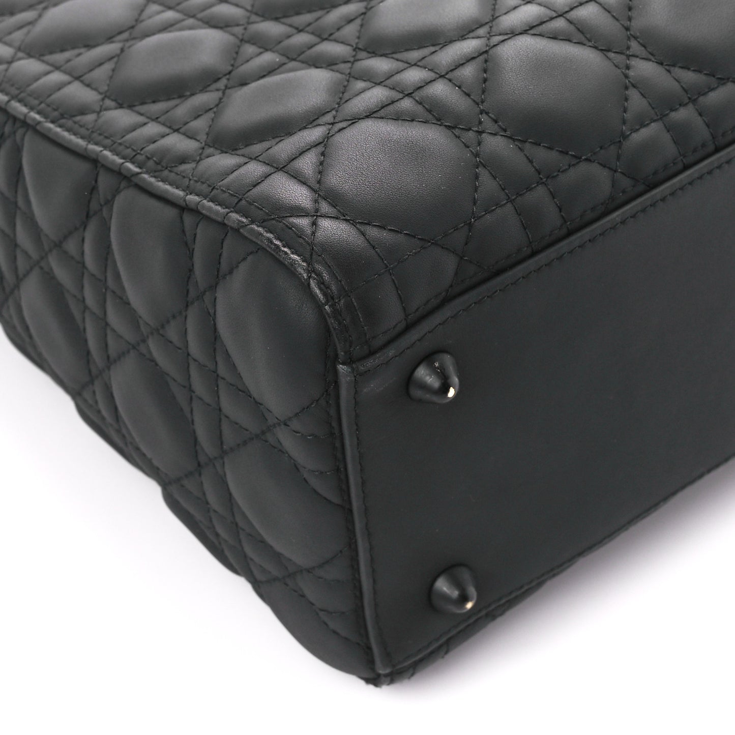 Ultra Matte Calfskin Cannage Large Lady Dior Black