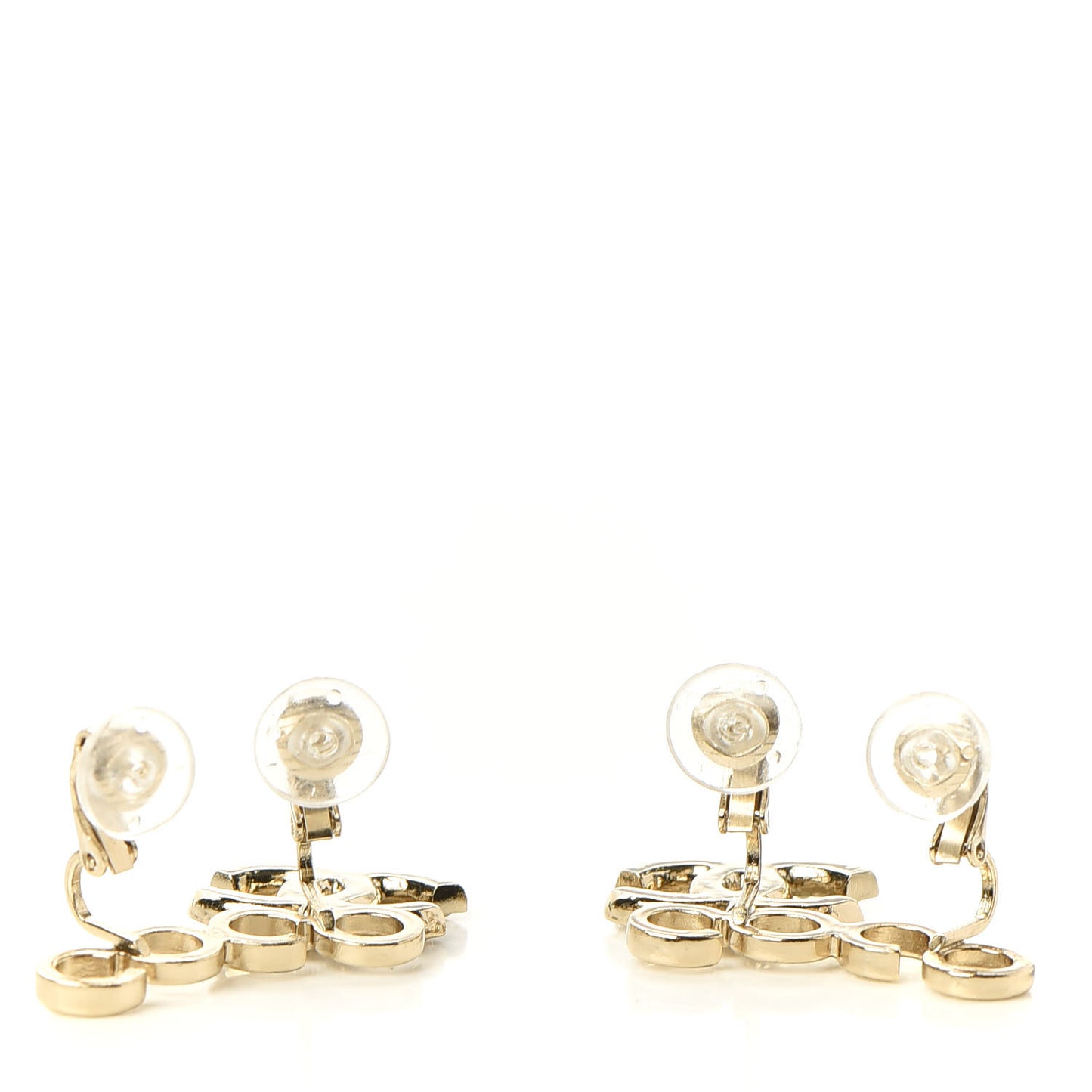 Metal Pearl CC Coco Climber Clip On Earrings Gold