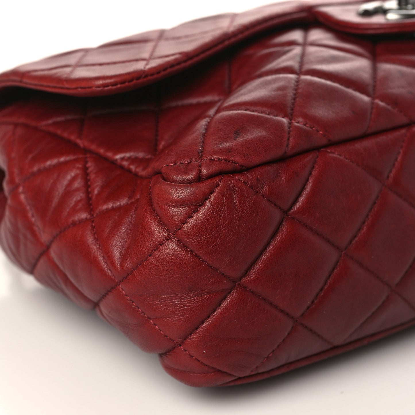 Lambskin Quilted Jumbo Single Flap Dark Red
