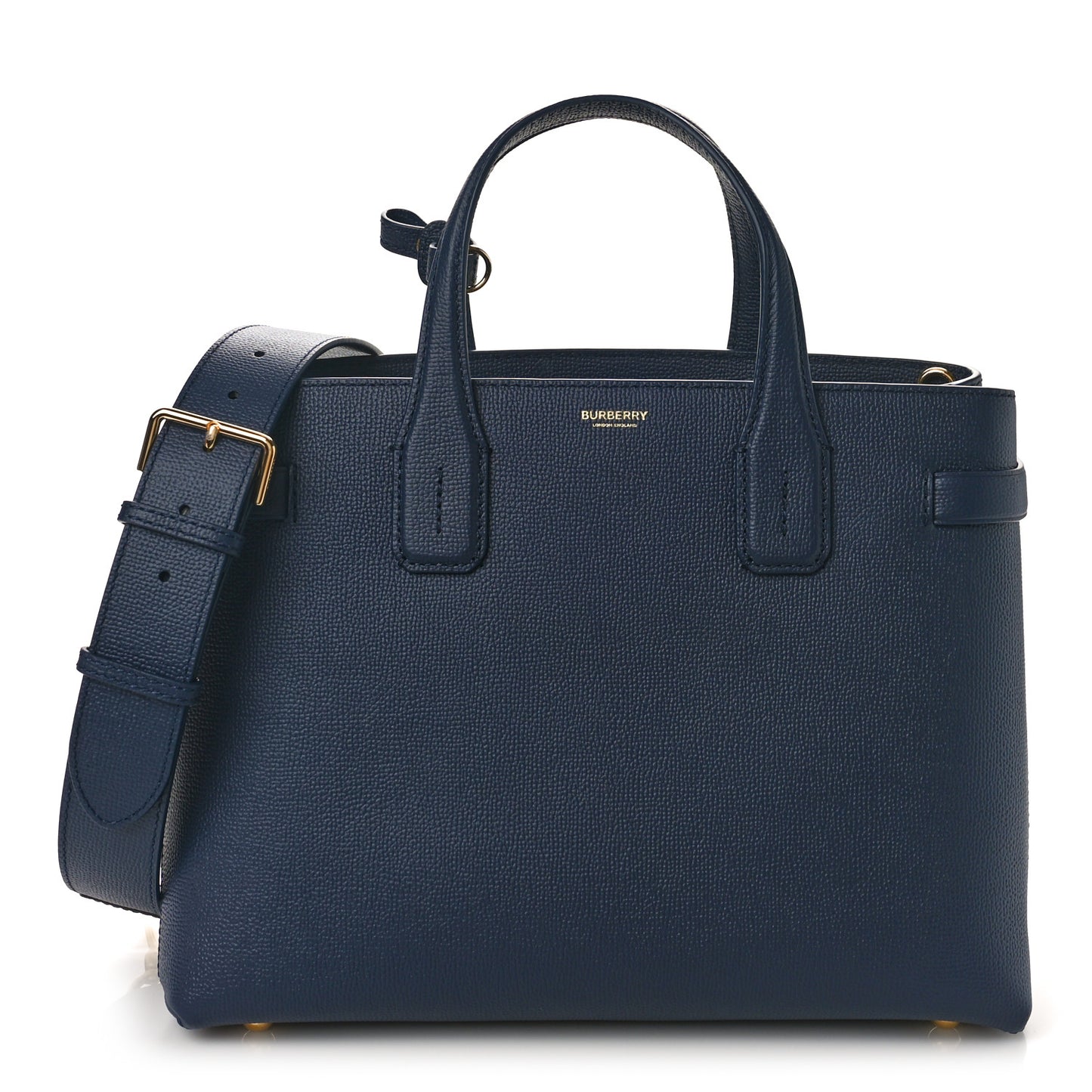 Derby Calfskin Vintage Check Medium Banner Tote Regency Blue