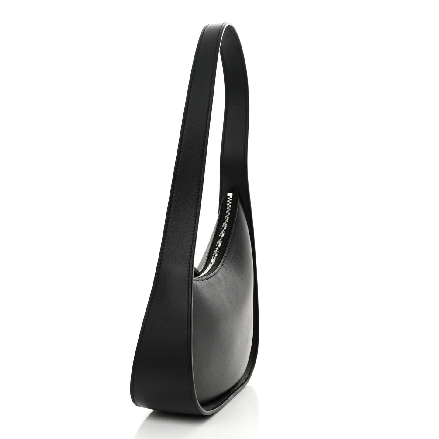 Smooth Calfskin Half Moon Shoulder Bag Black