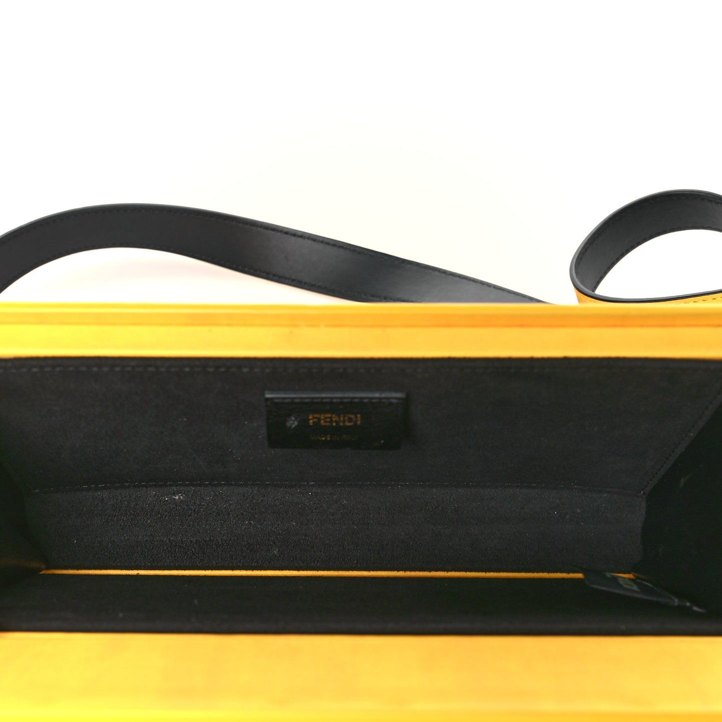 Vitello Fluffy Logo Horizontal Box Crossbody Bag Yellow Box Black