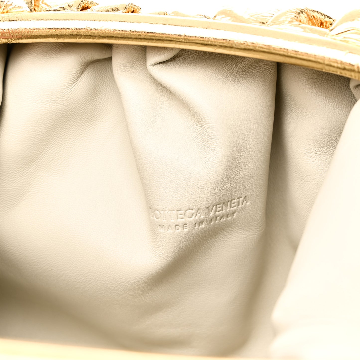 Metallic Crinkled Lambskin The Pouch Oversized Clutch Oro