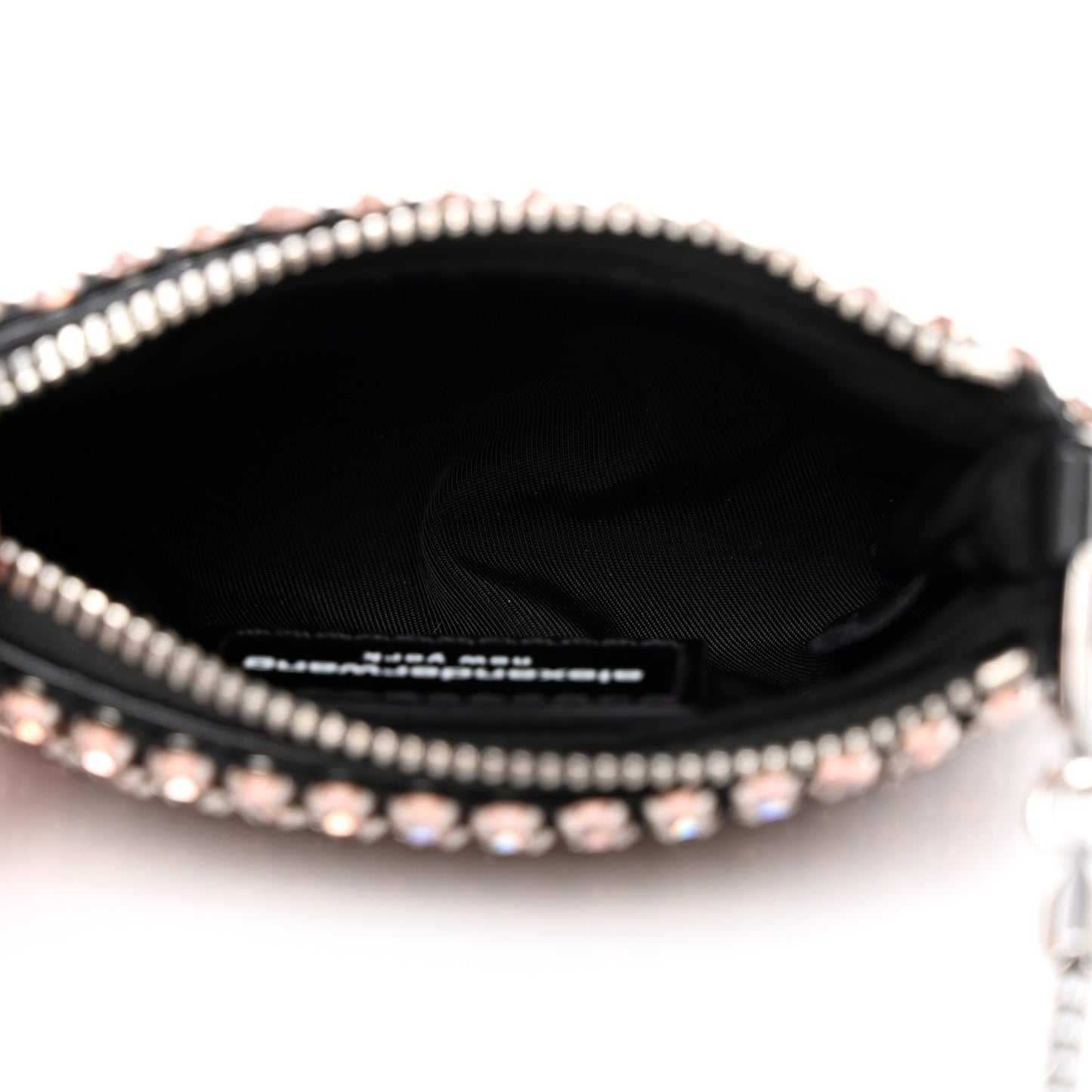 Mesh Crystal Rhinestone Nano Heiress Shoulder Bag Black Pink
