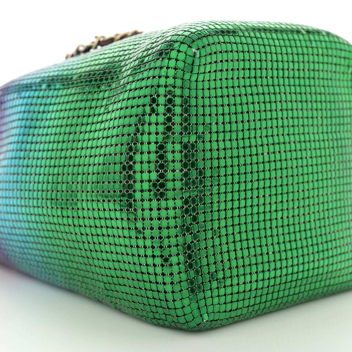 Faded Metallic Mesh Mini Bucket Bag Multicolor