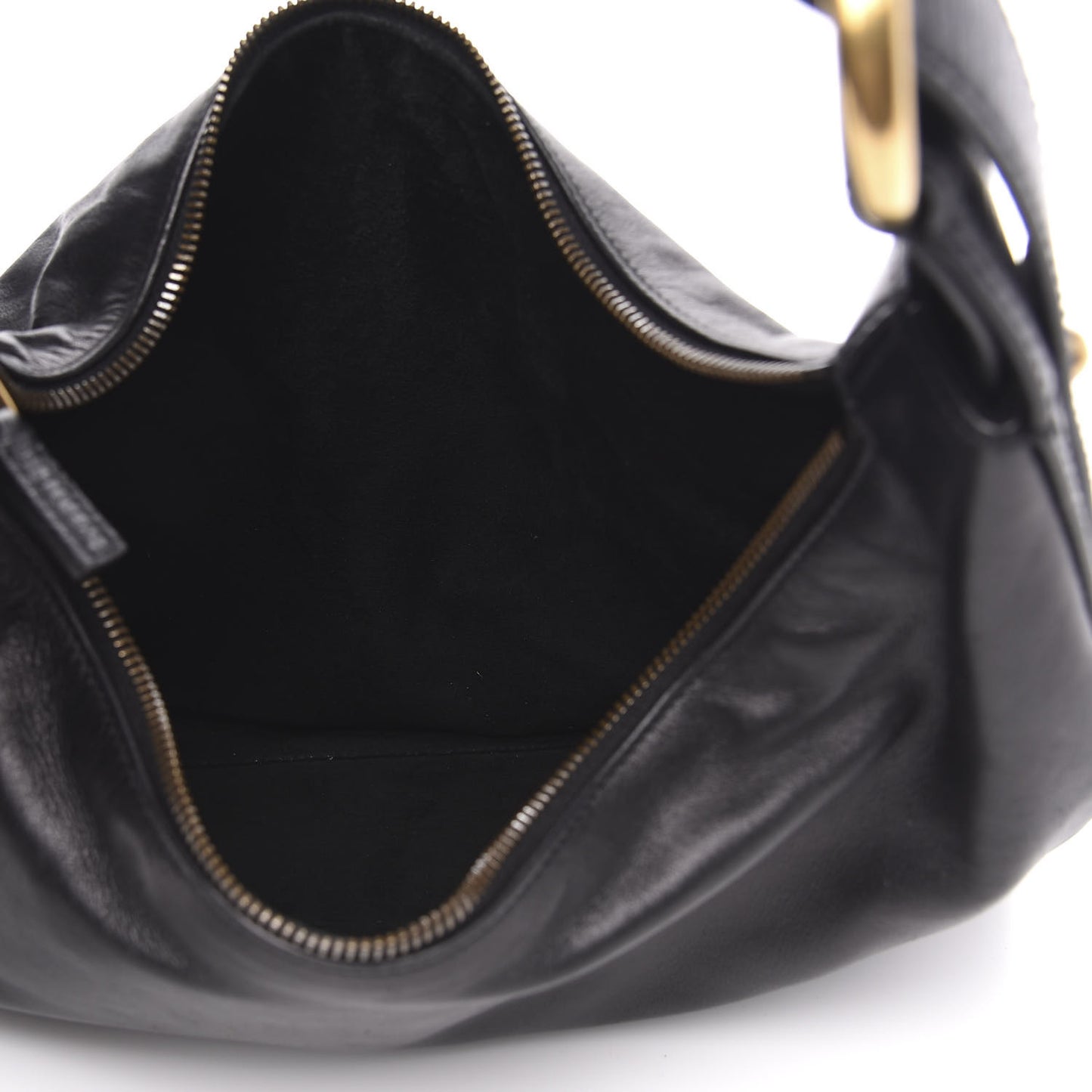 Calfskin Medium Horsebit Chain Hobo Black