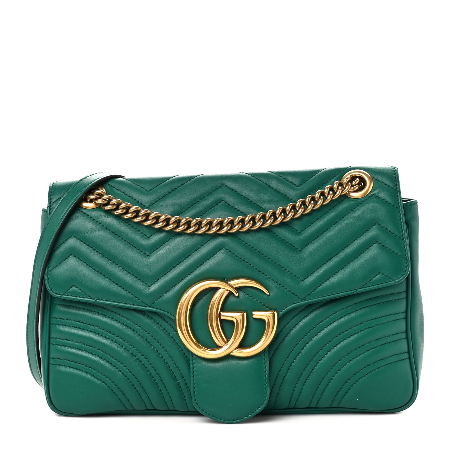 Calfskin Matelasse Medium GG Marmont Shoulder Bag Emerald Green