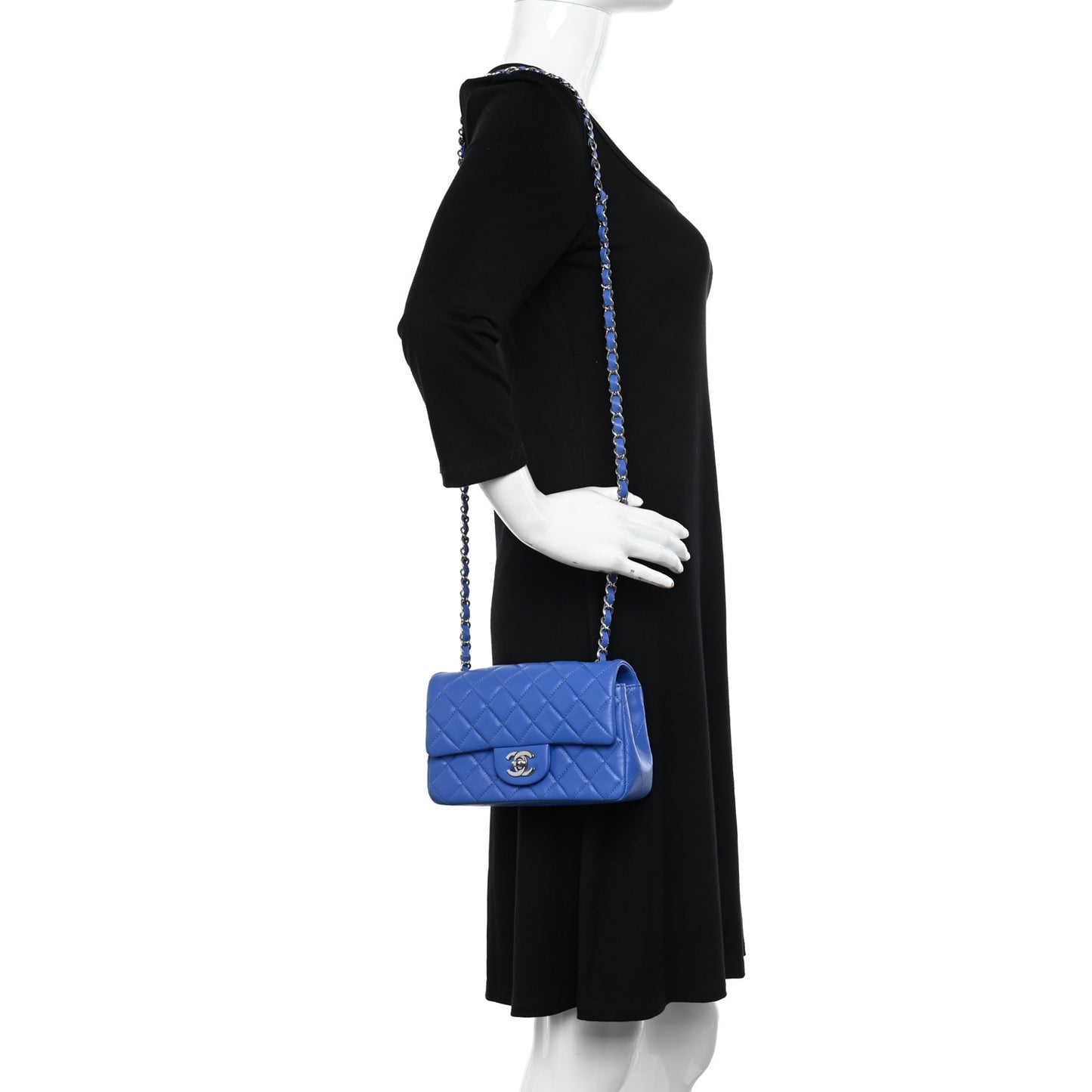 Lambskin Quilted Mini Rectangular Flap Royal Blue