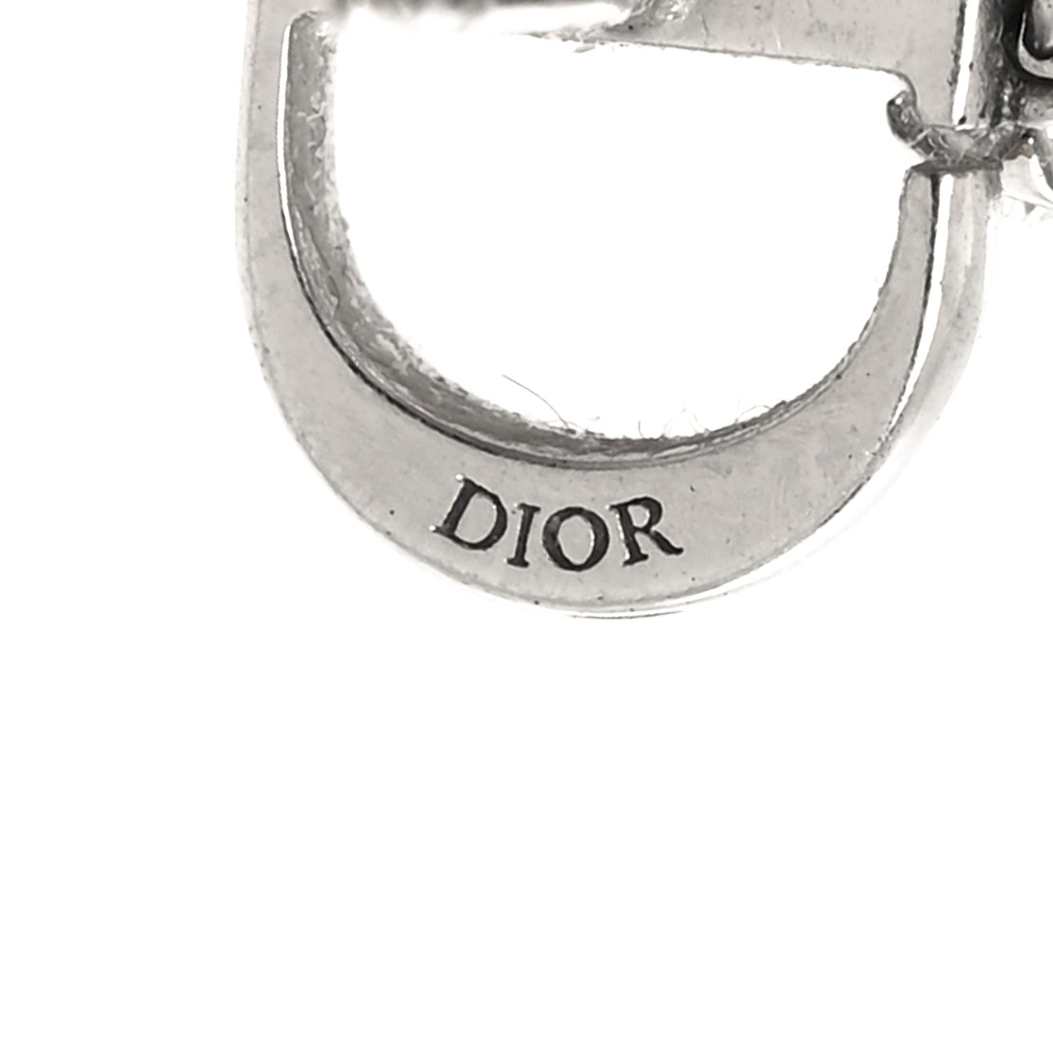 Christian Dior Metal Crystal CD Star Drop Earrings Silver 4 of 4