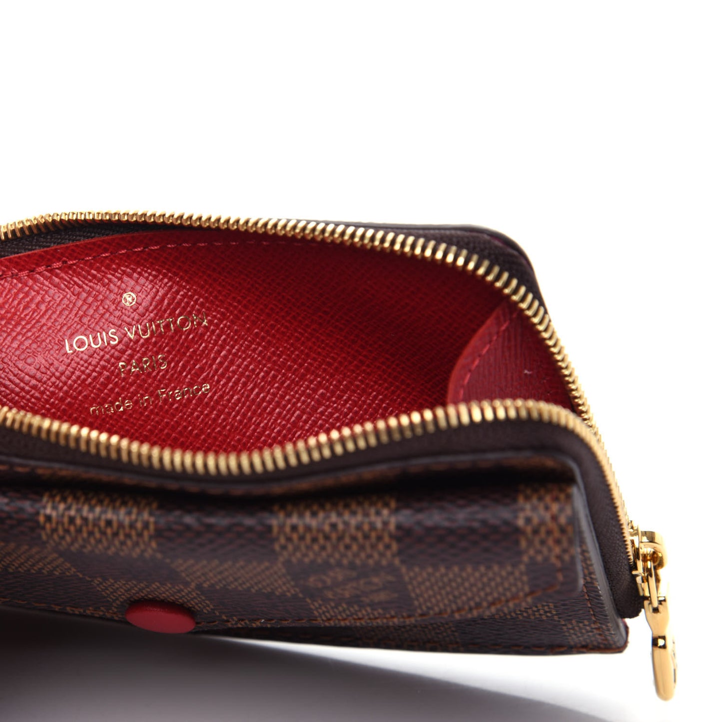Damier Ebene Recto Verso Card Holder Red