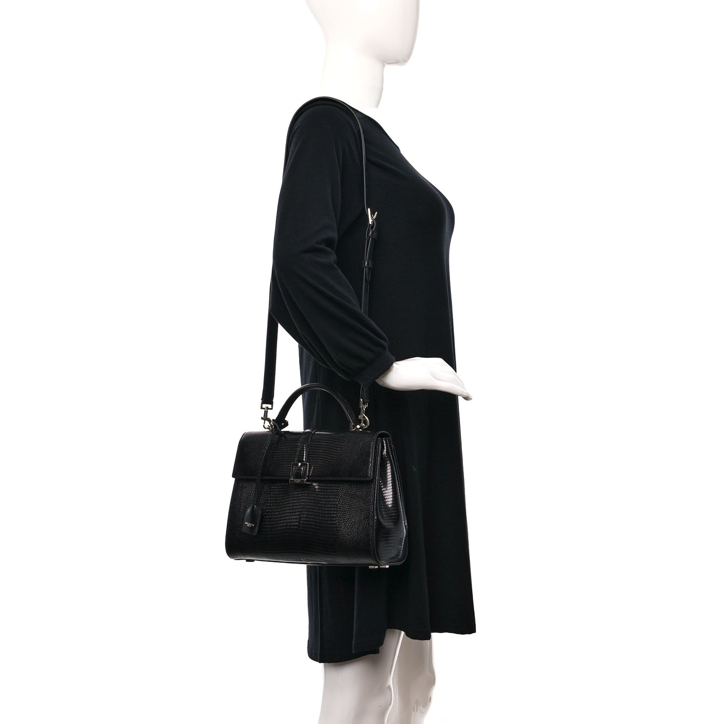 Lizard Le Fermoir Top Handle Bag Small Black