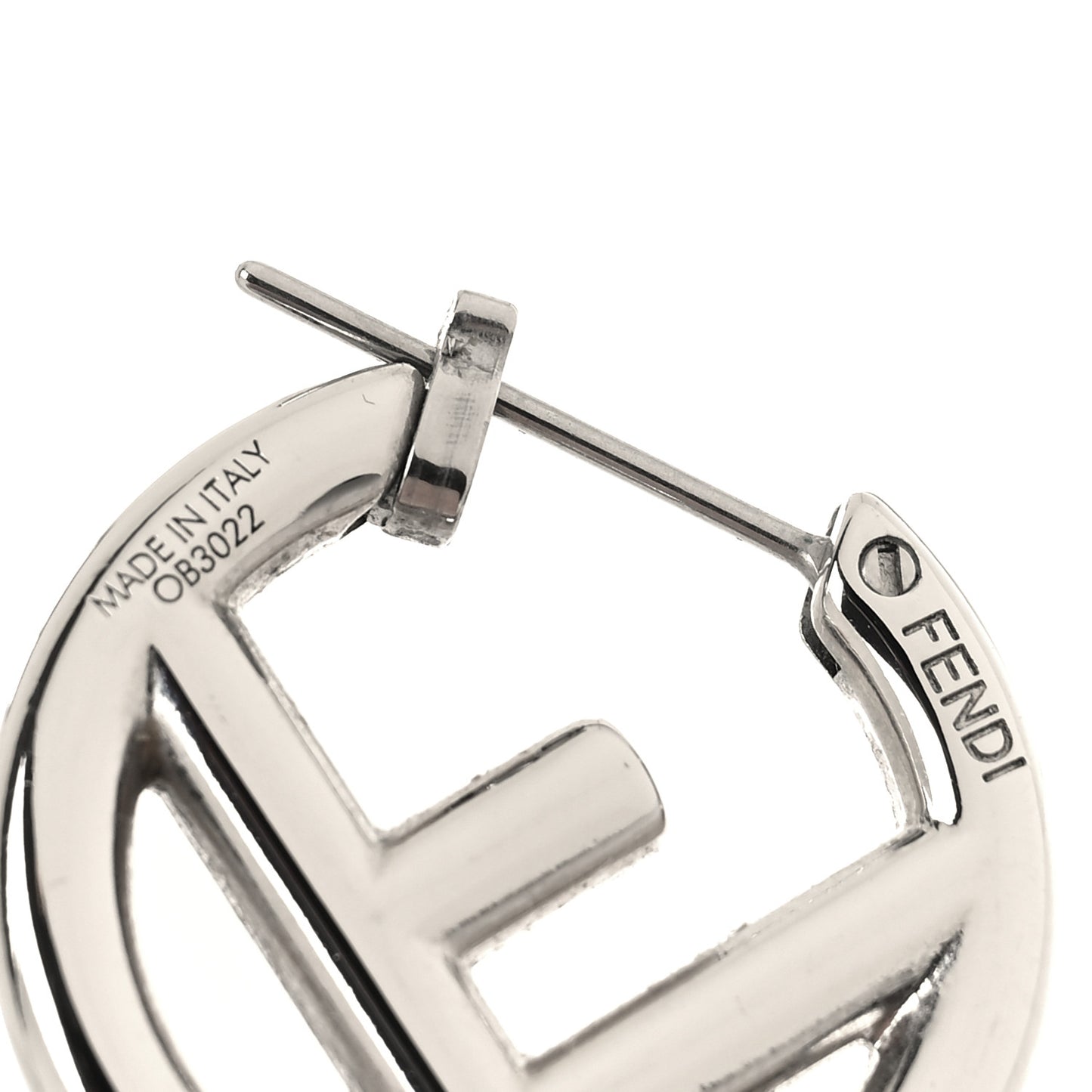 Metal FF Hoop Earrings Silver