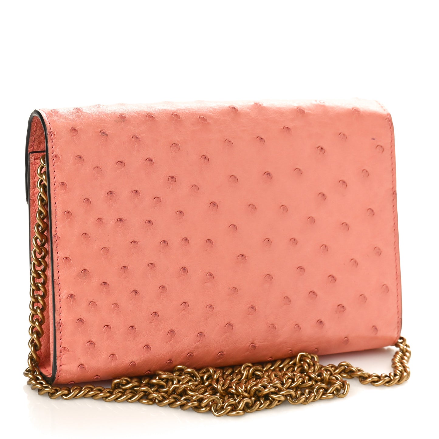 Ostrich Mini Dionysus Chain Wallet Pink