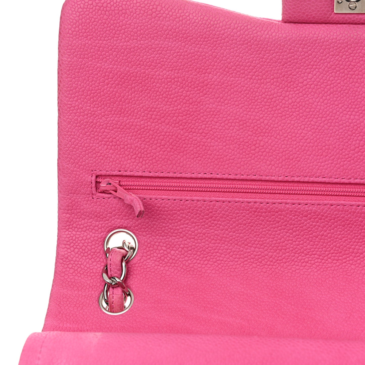 Iridescent Caviar Quilted Jumbo Double Flap Pink