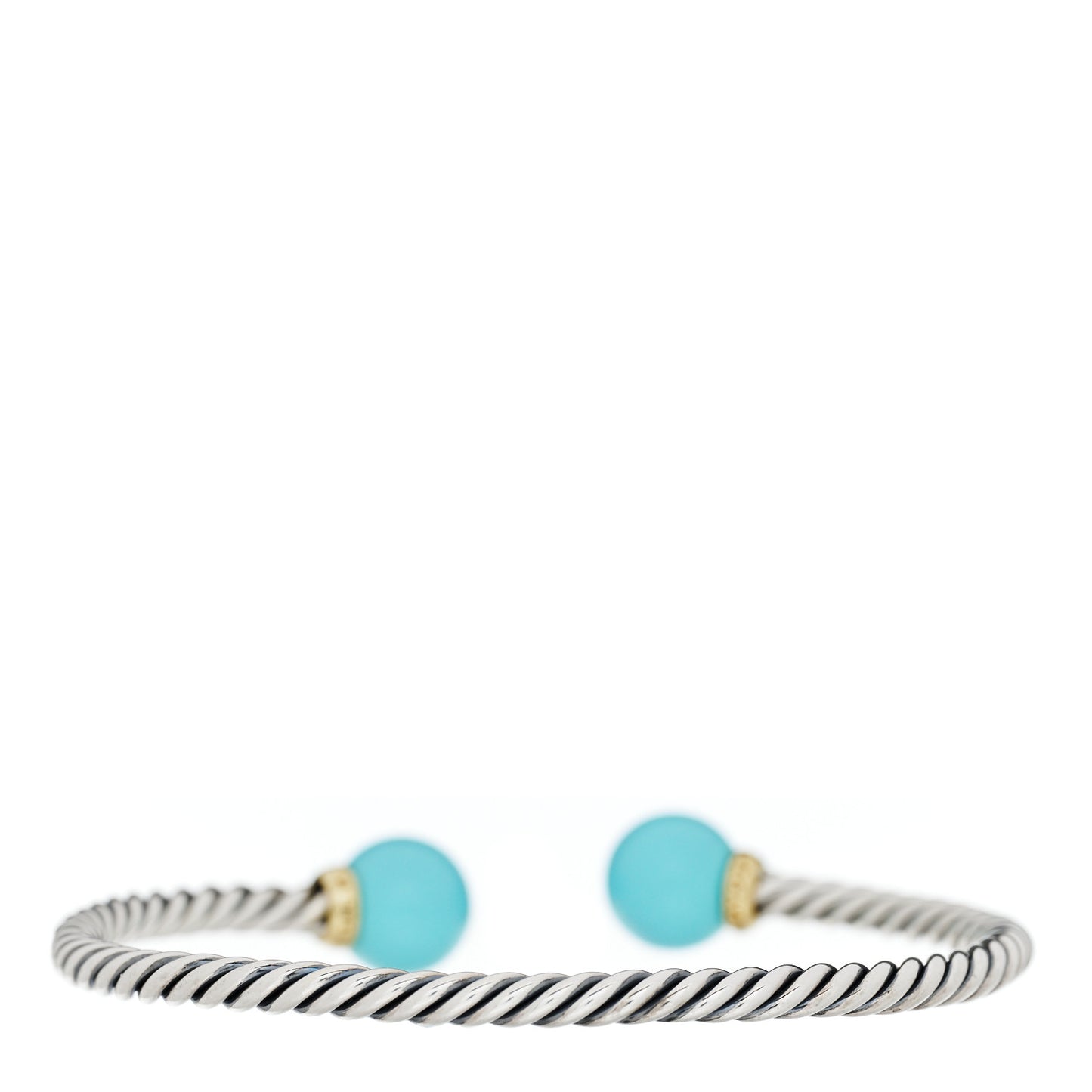 Sterling Silver 14K Yellow Gold Diamond Turquoise 9mm Solari Bracelet