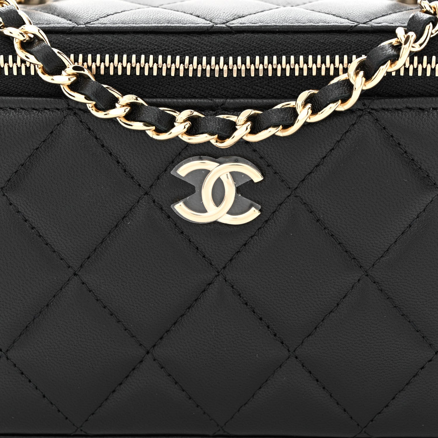 Chanel Lambskin Quilted Small Top Handle Vanity Case With Chain Black 8 of 11