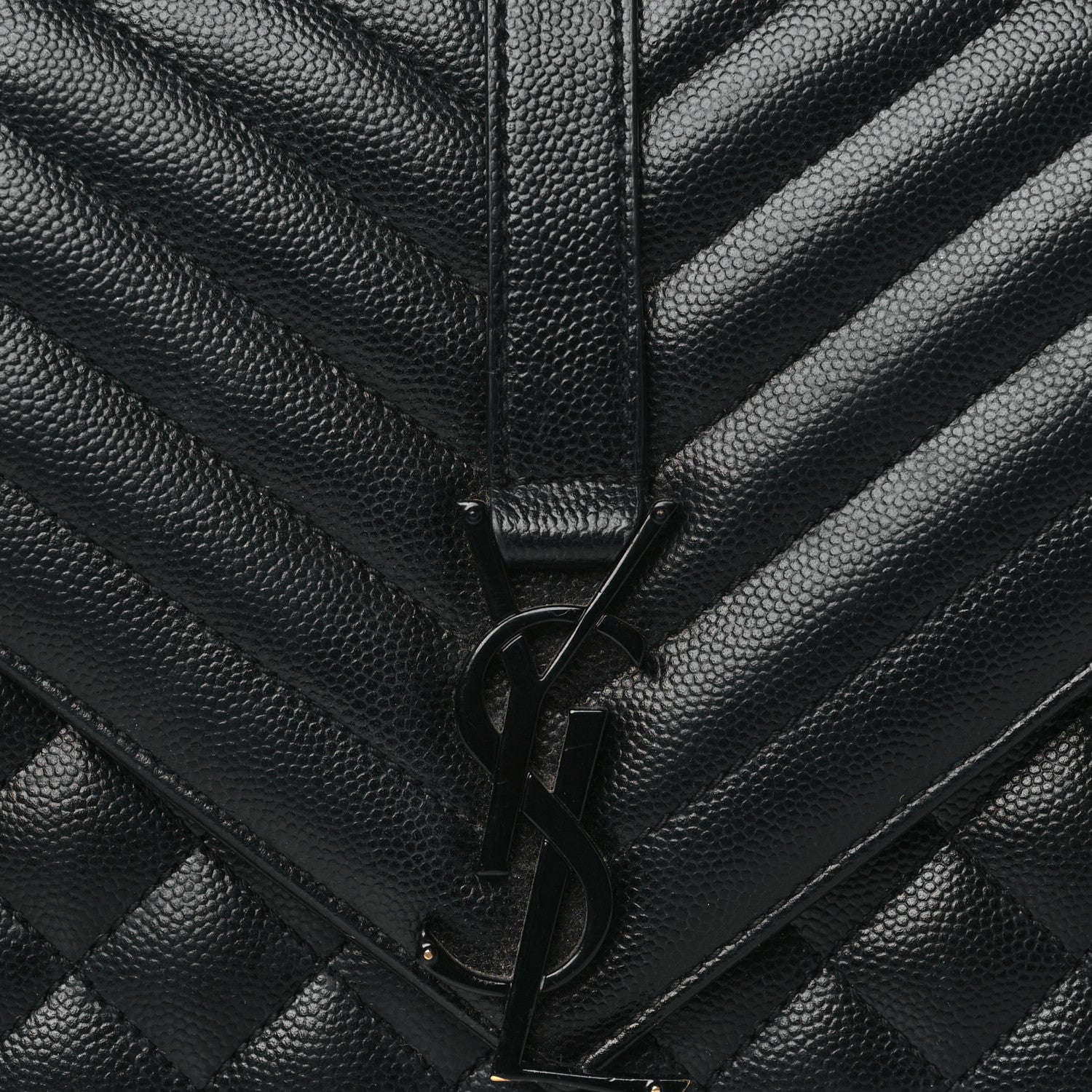 Saint Laurent Grain De Poudre Textured Mixed Matelasse Triquilt Medium Monogram Monochrome Satchel Black 7 of 9