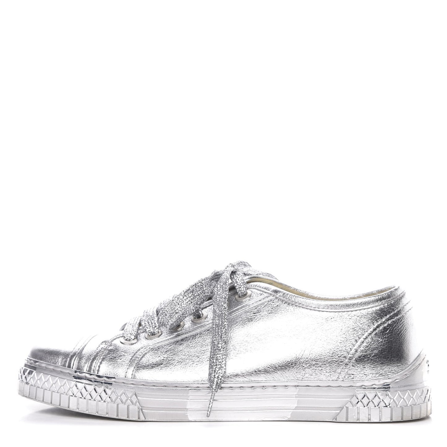 Laminated Lambskin Sneakers 39 Silver