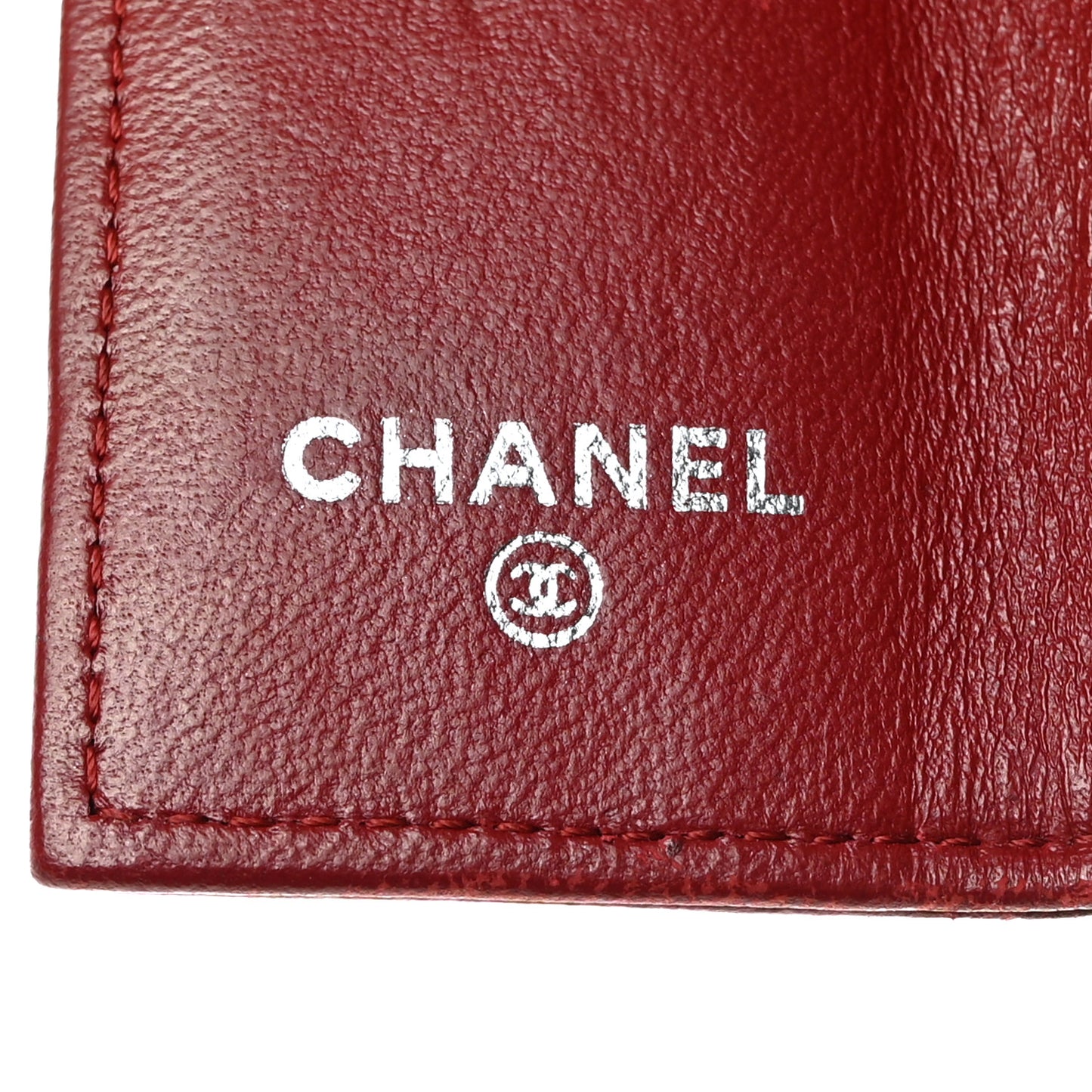 Lambskin Camellia Embossed 4 Key Holder Dark Red