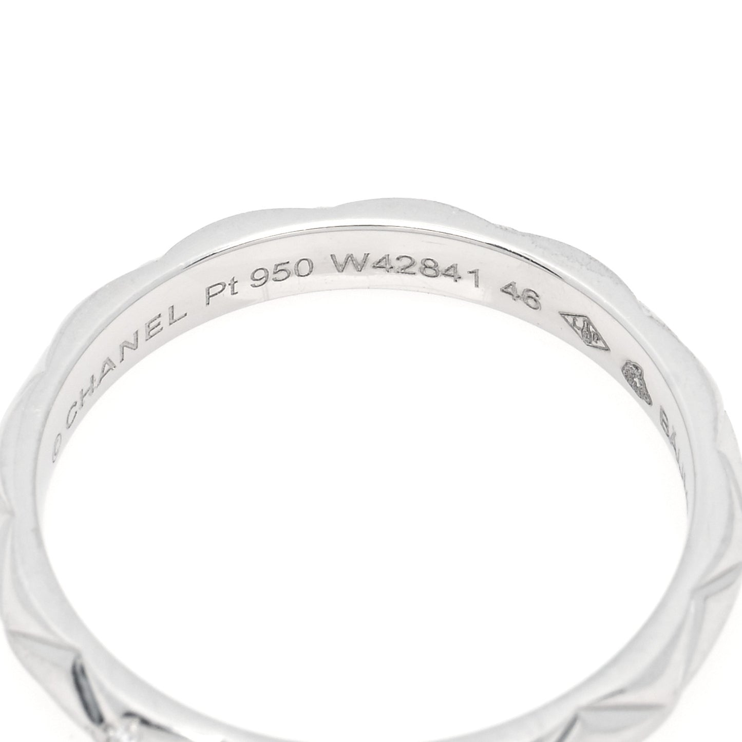 Platinum Diamond Small Matelasse Ring 46 3.75