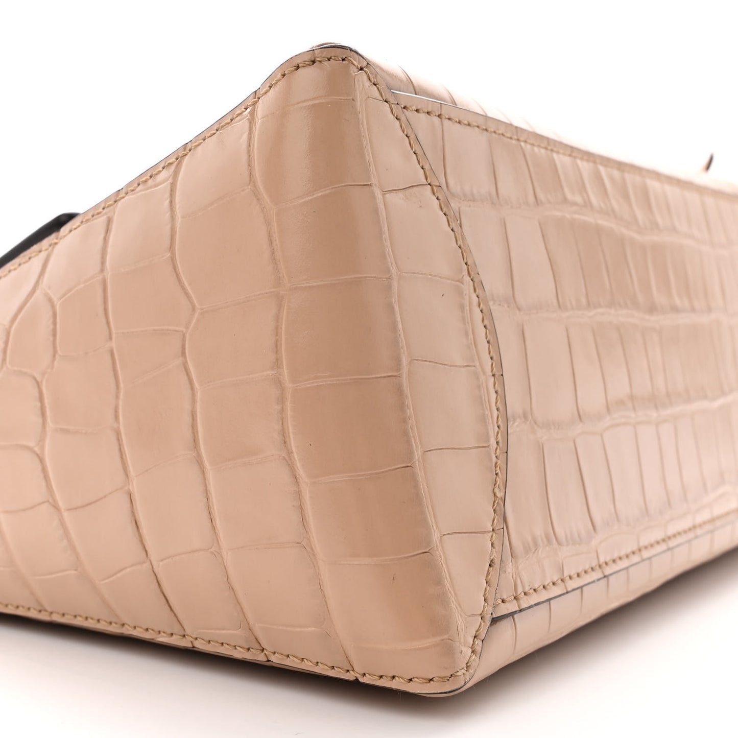 Calfskin Crocodile Embossed Small Faye Day Shoulder Bag Beige