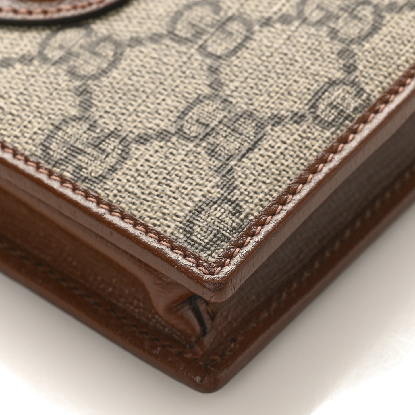 GG Supreme Monogram Azalea Calfskin Horsebit 1955 Wallet On Chain Beige Ebony Brown Sugar