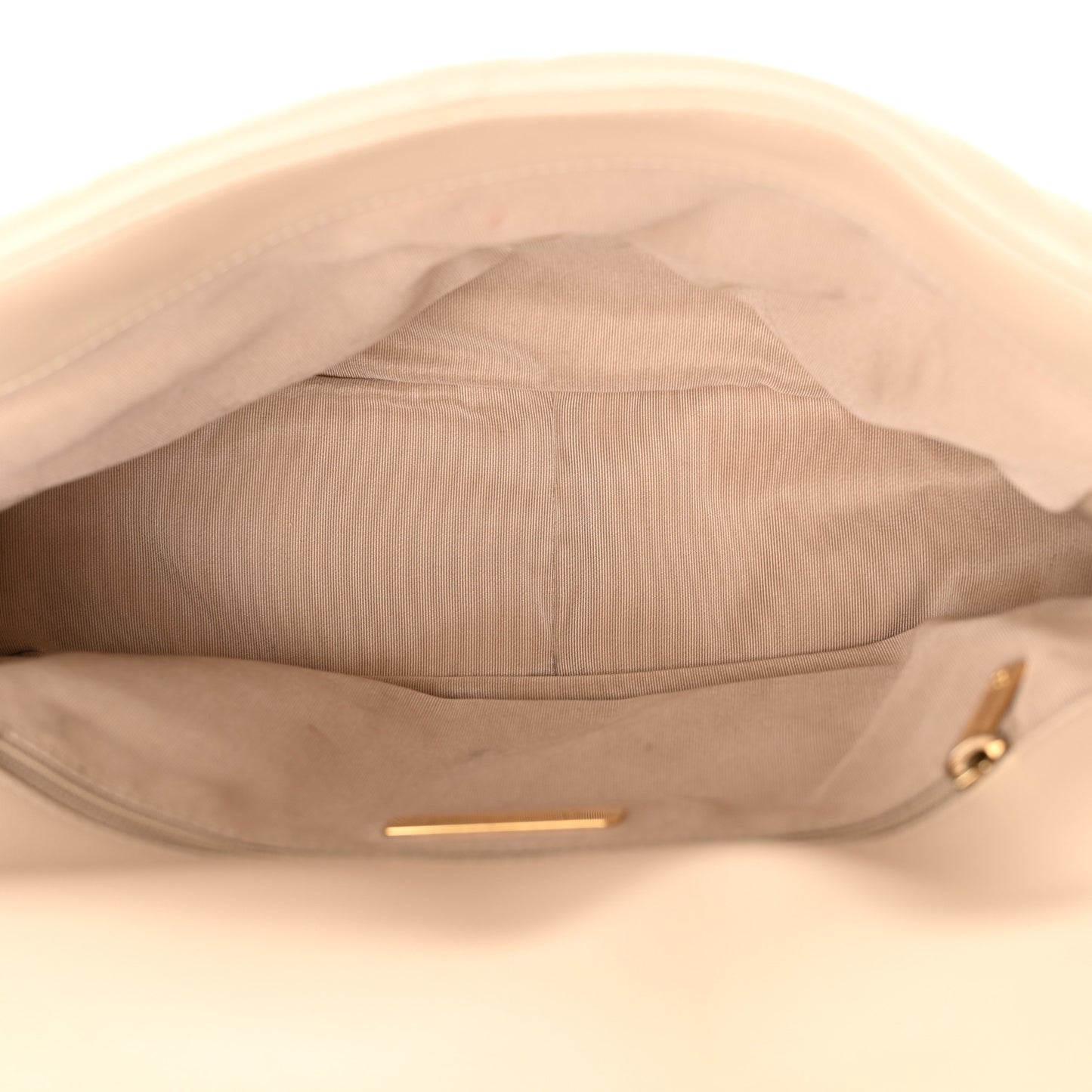 Goatskin Quilted Large Chanel 19 Flap Light Beige