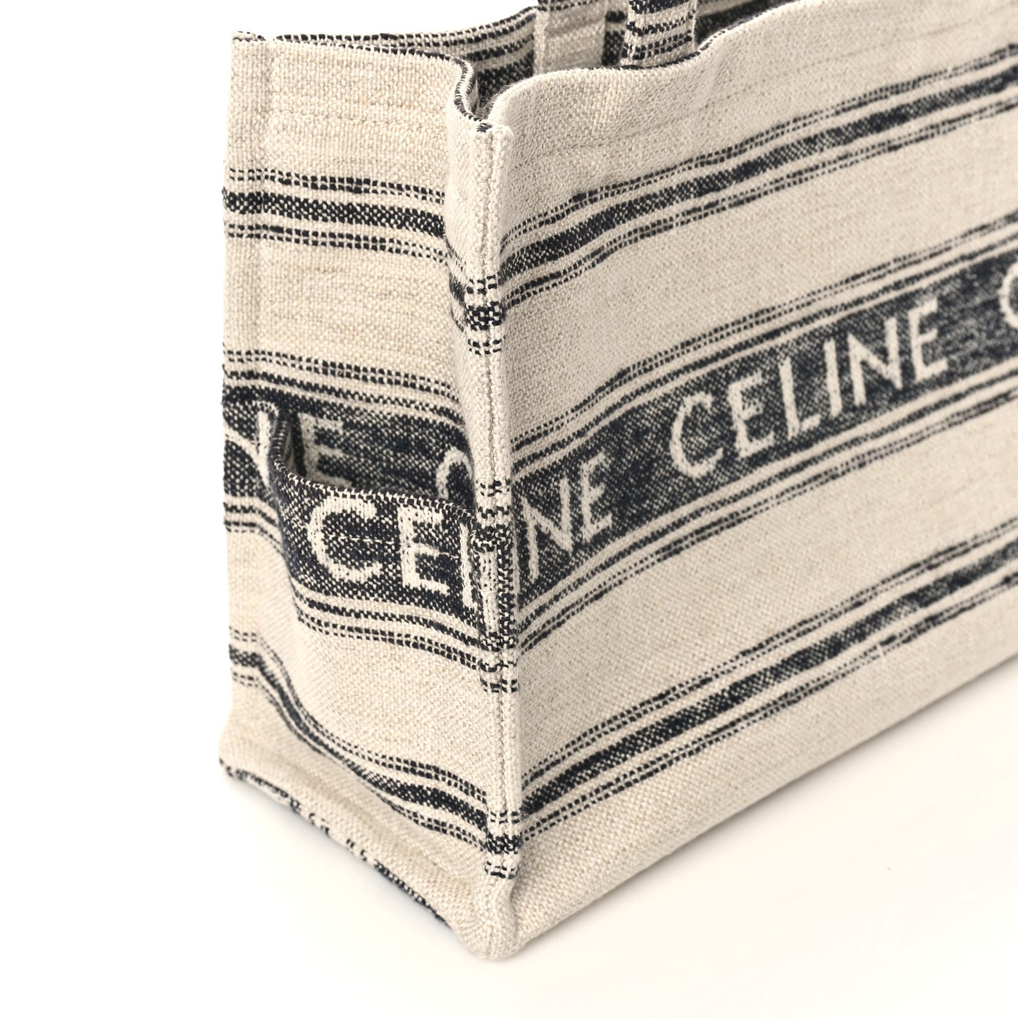 Jacquard Striped Large Cabas Thais White Black