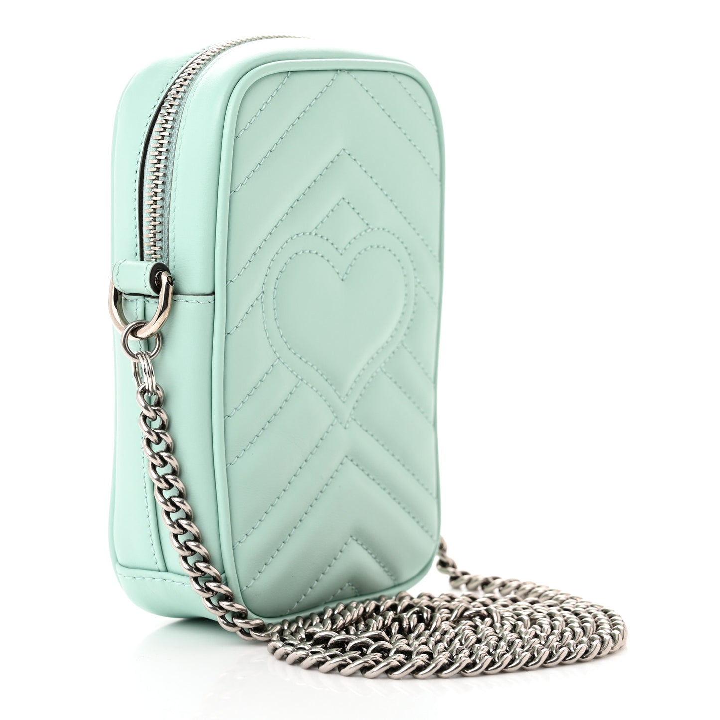 Calfskin Matelasse Mini GG Marmont Crossbody Bag Water Green