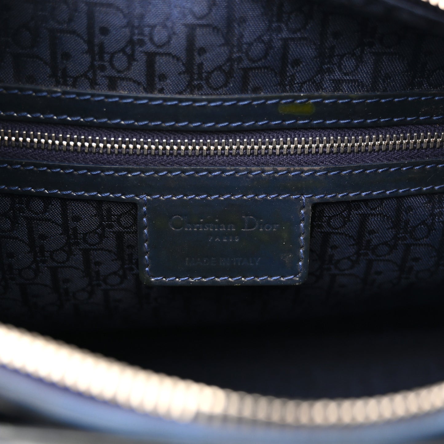 Patent Cannage Large Lady Dior Navy Blue
