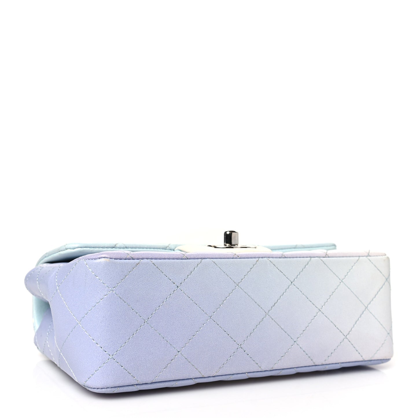 Perforated Lambskin Quilted Mini Rectangular Flap Light Blue Light Purple White