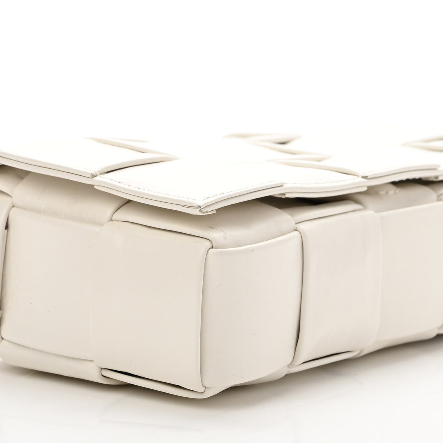 Paper Calfskin Maxi Intreccio Cassette Crossbody Bag White