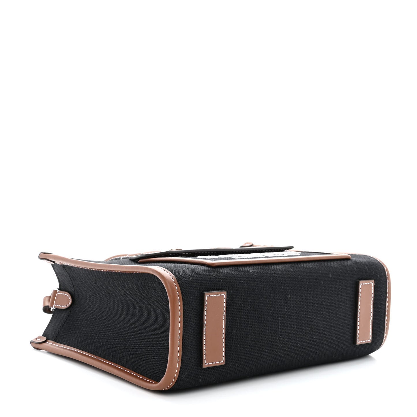 Canvas Smooth Calfskin Mini Two Tone Freya Tote Black Tan