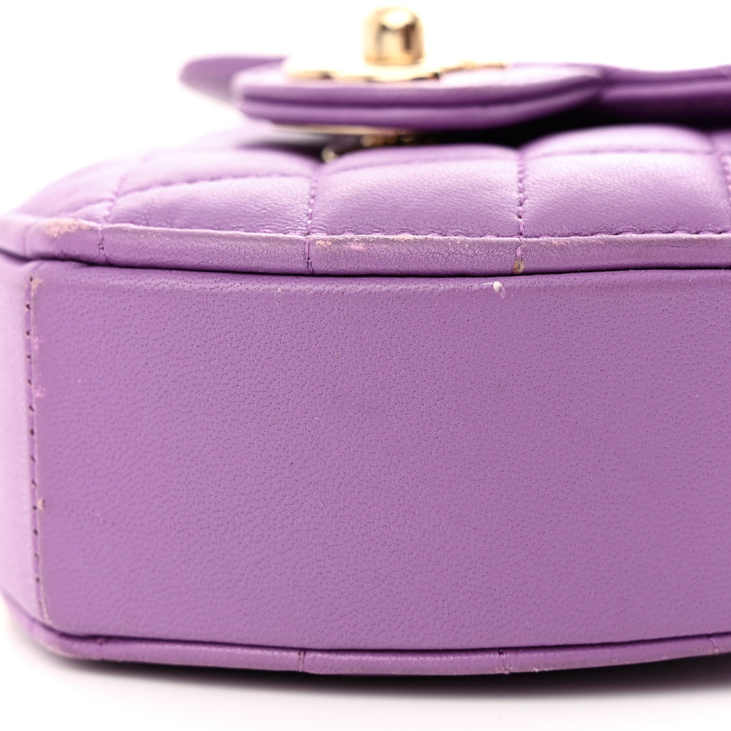 Lambskin Quilted CC In Love Heart Clutch With Chain Purple