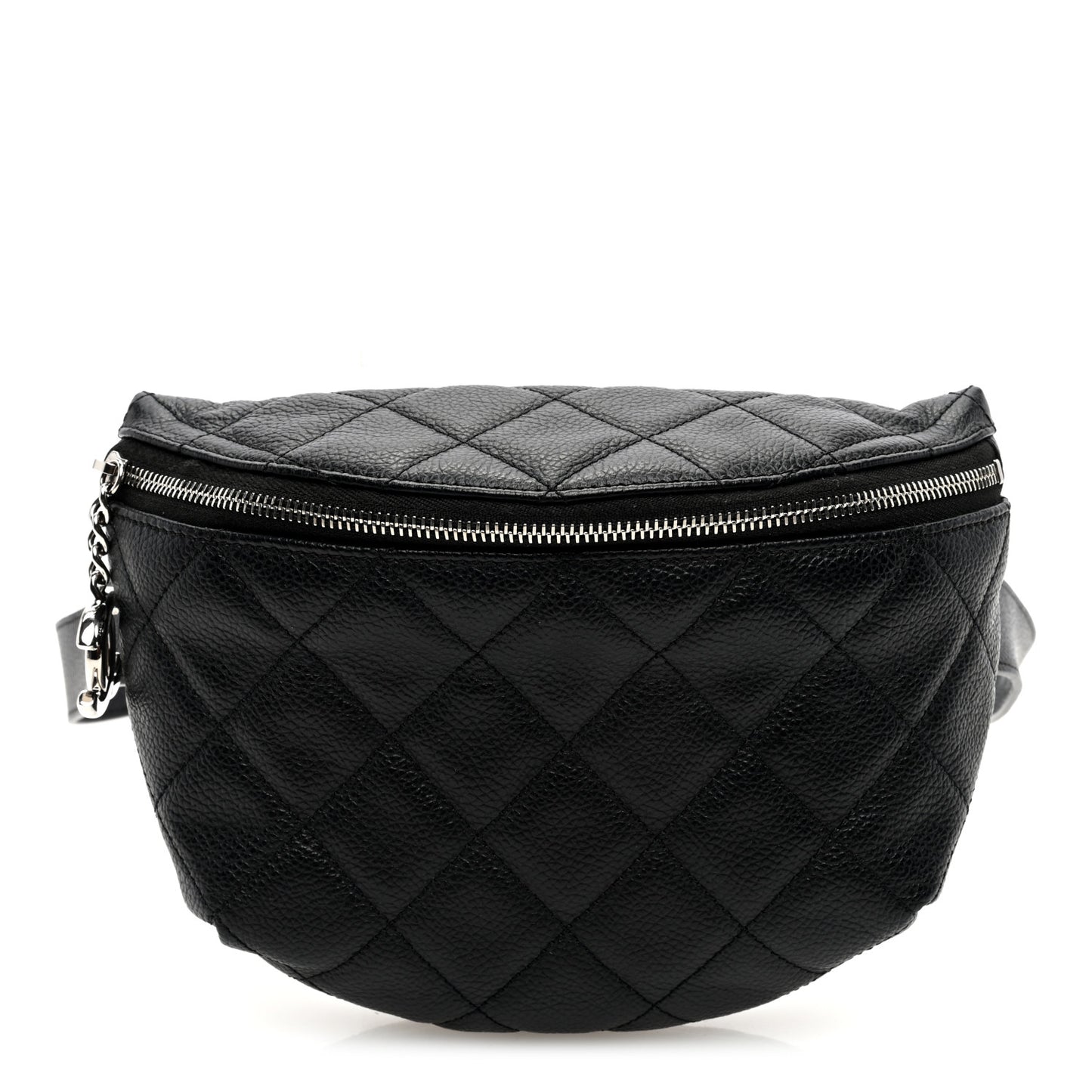 Grained Calfskin Quilted Waist Belt Bag Black