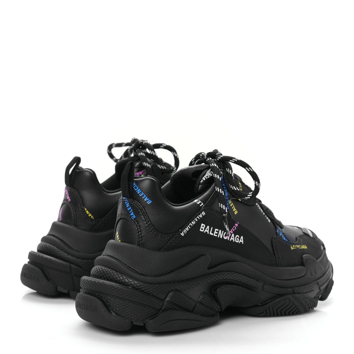Technical Fabric Allover Logo Womens Triple S Sneakers 37 Black Multicolor