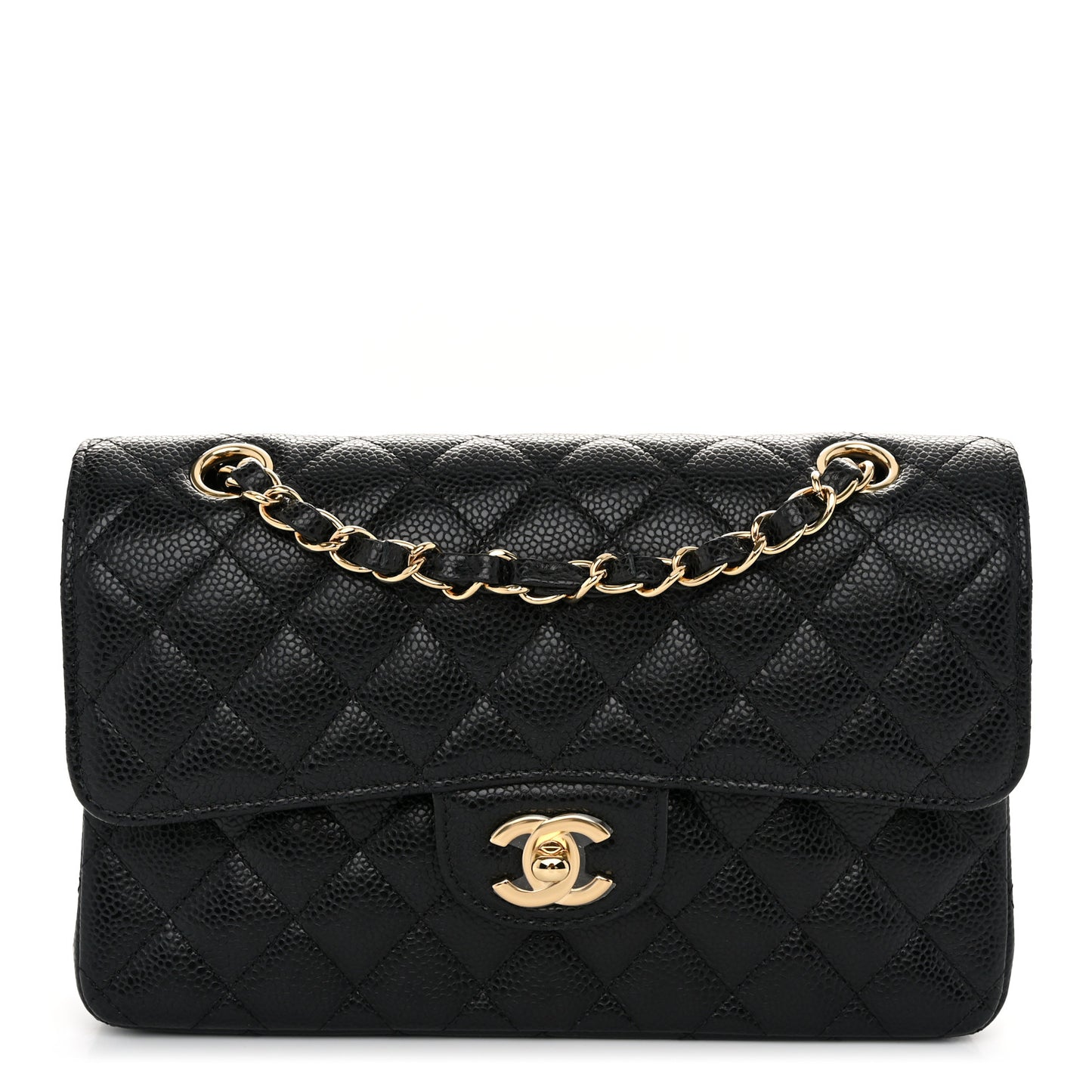 Caviar Quilted Small Double Flap Black
