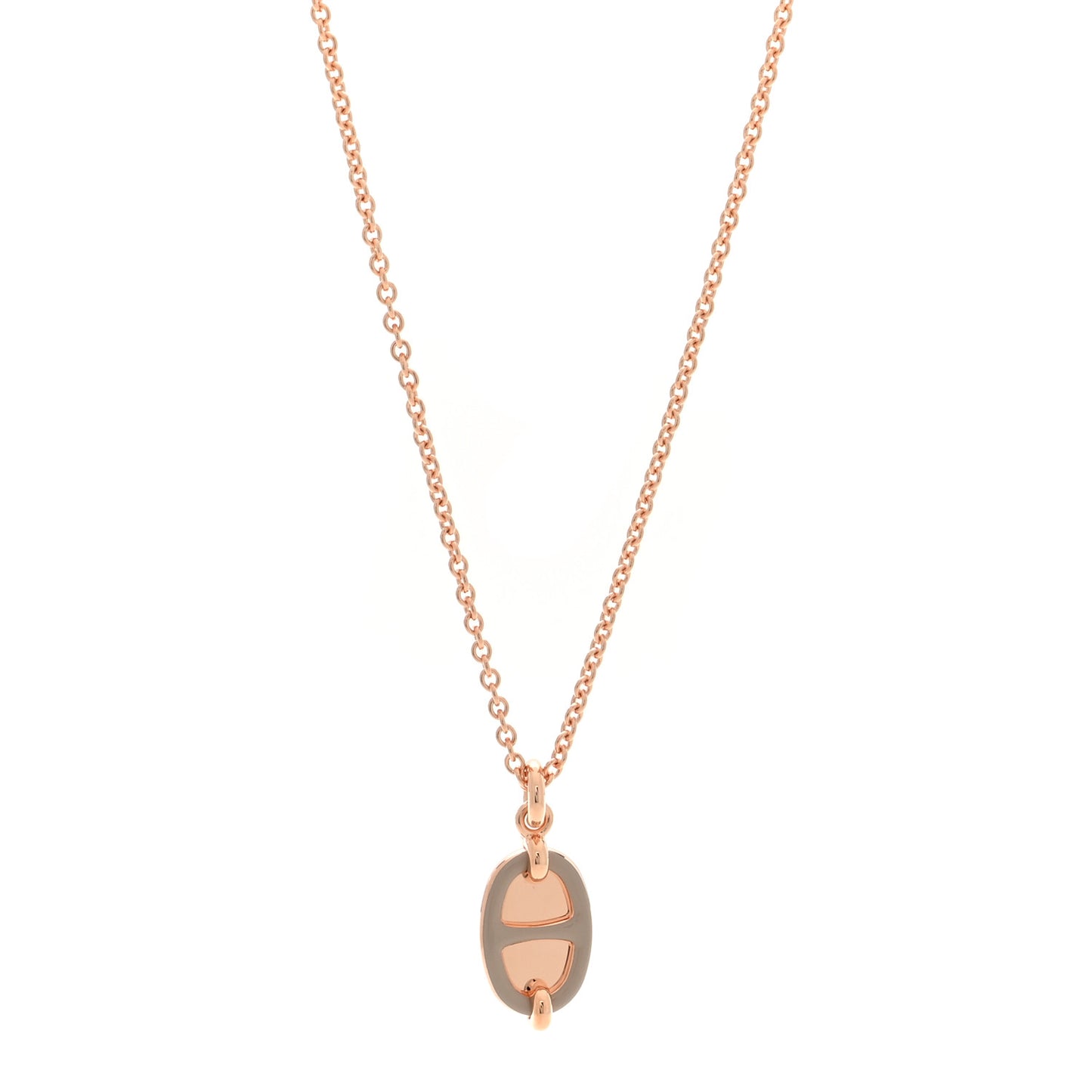 Metal Enamel Mini Maillon Pendant Necklace Rose Candeur
