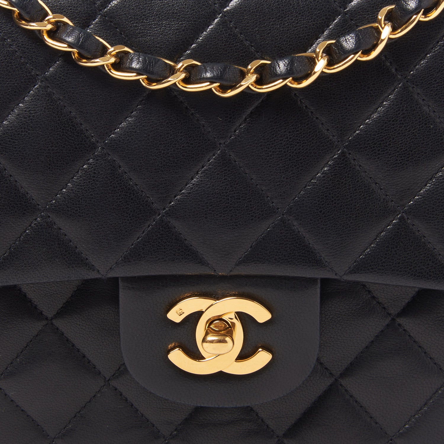 Chanel Lambskin Quilted Medium Double Flap Black 7 of 9