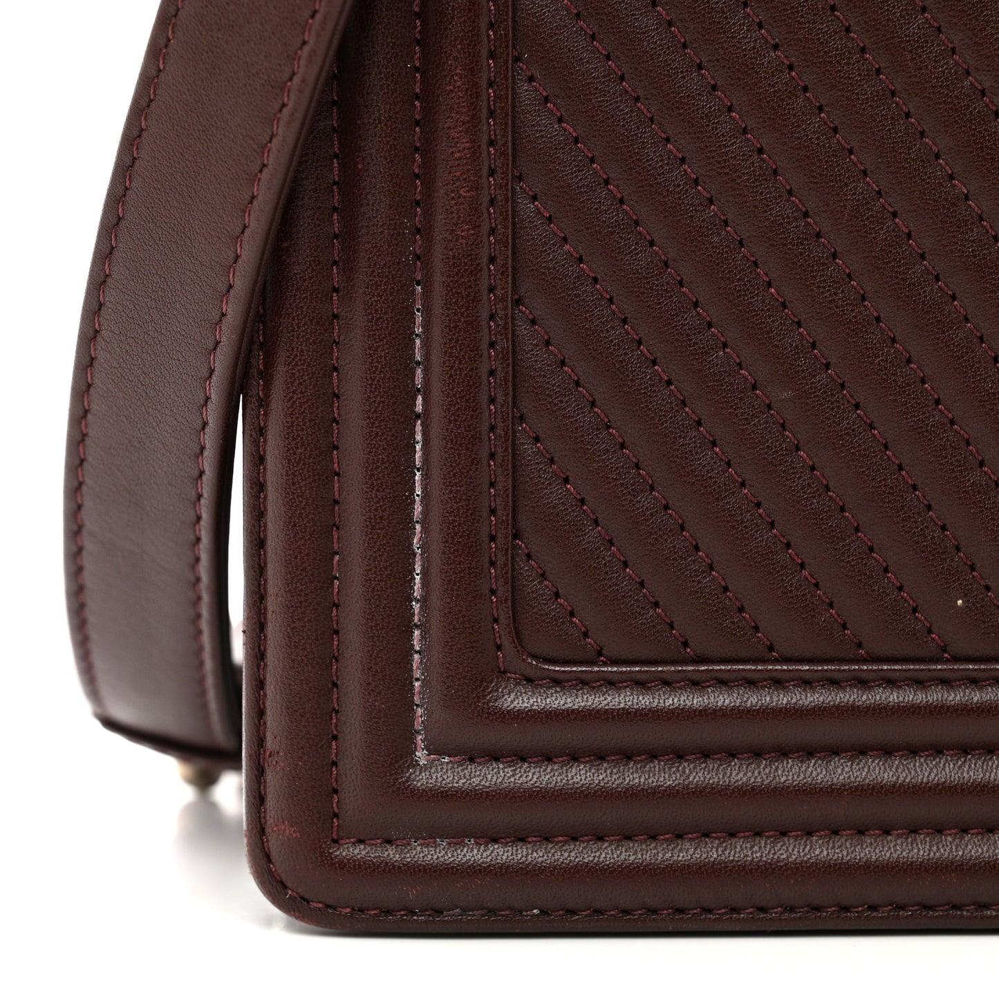 Calfskin Chevron Quilted New Medium Boy Flap Burgundy