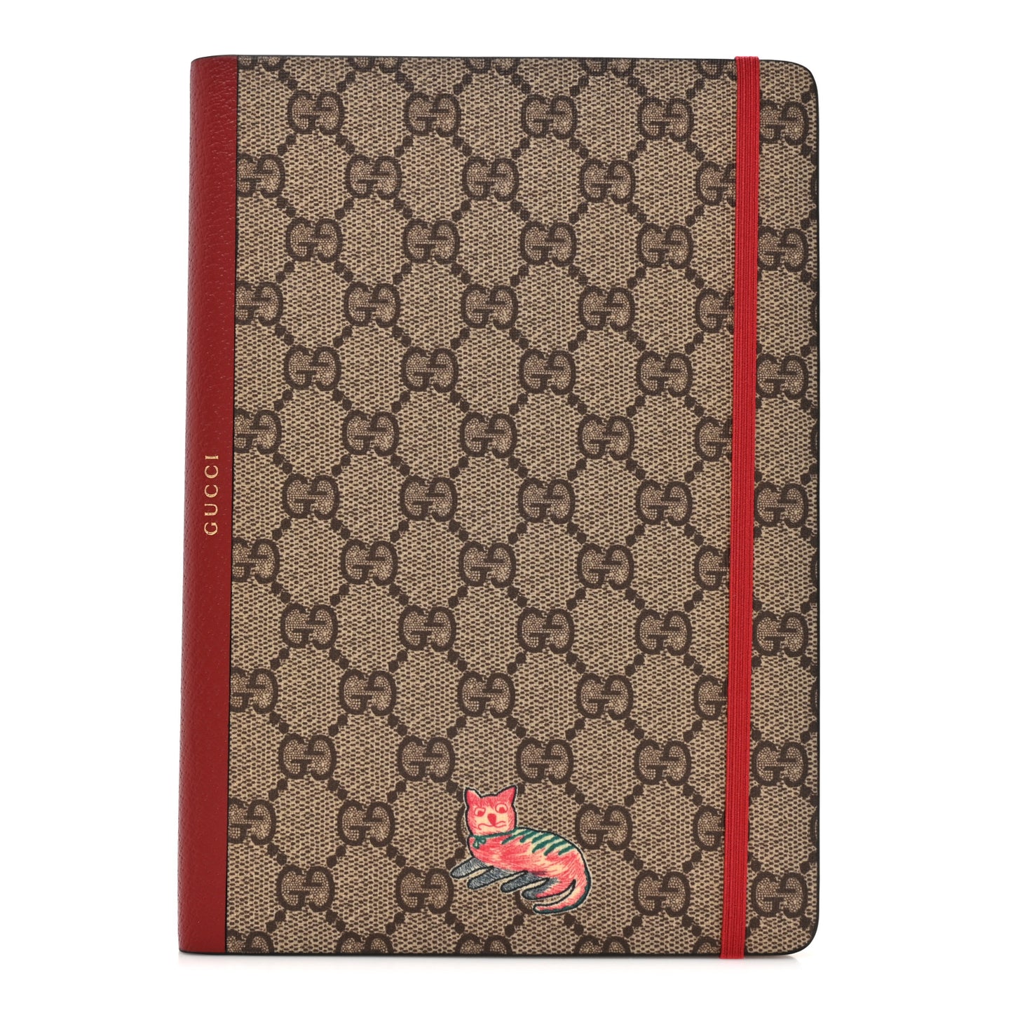 GG Supreme Monogram Pattern Red Cat Notebook Beige Multicolor New Acero