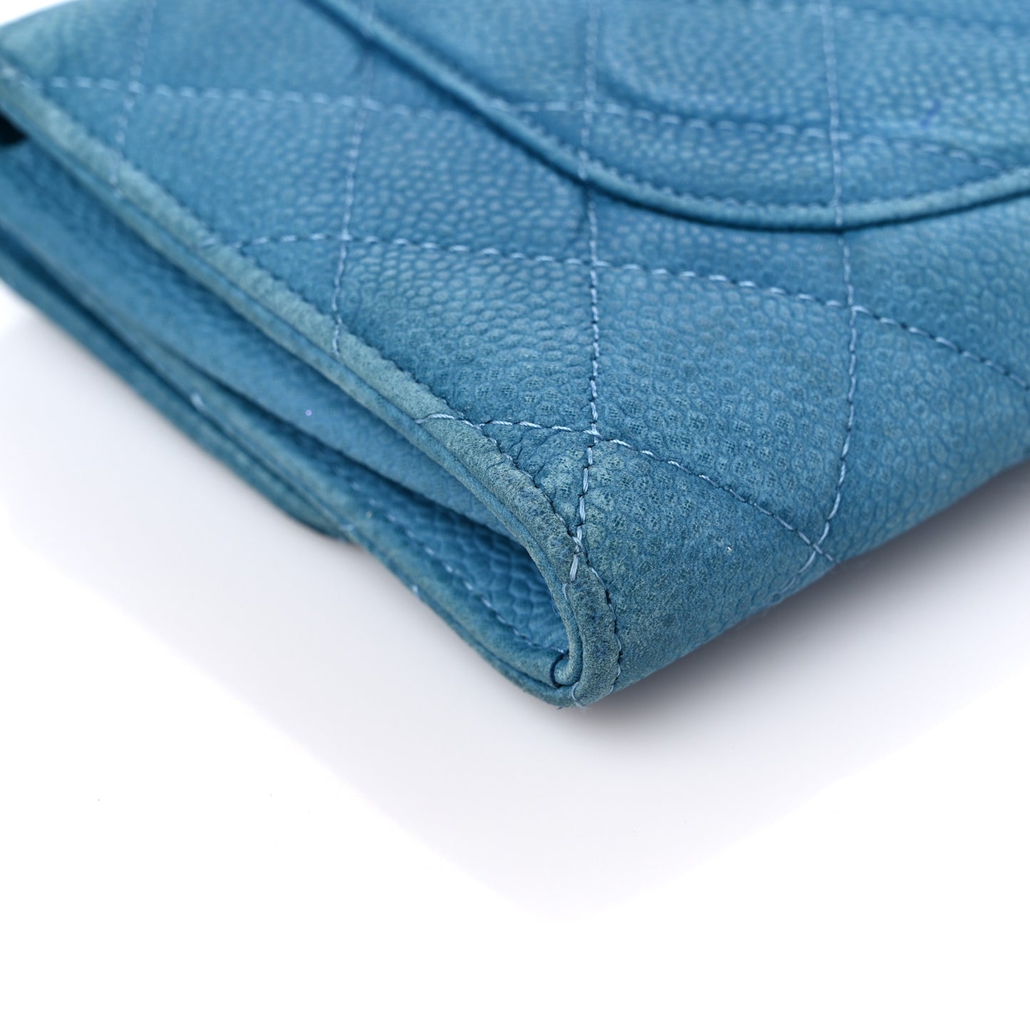 Iridescent Caviar Quilted Travel Wallet Blue