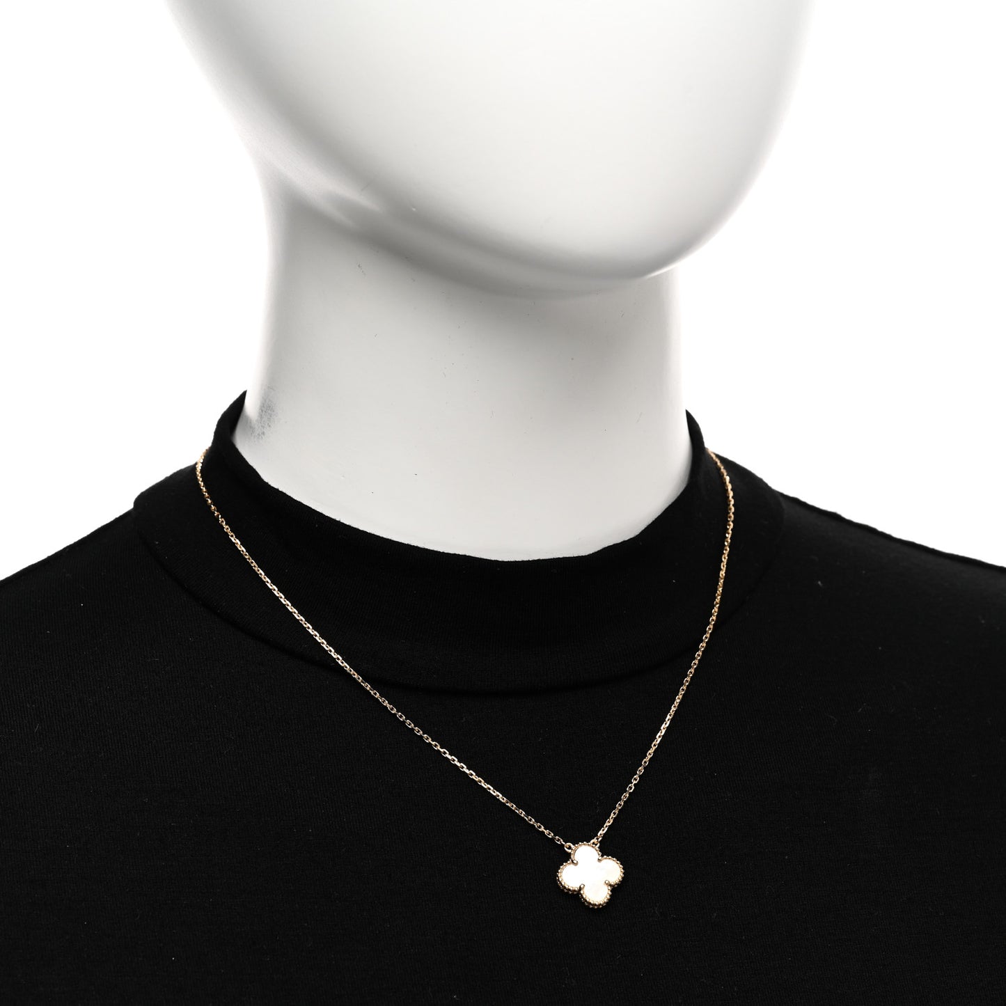 18K Yellow Gold Mother of Pearl Vintage Alhambra Pendant Necklace