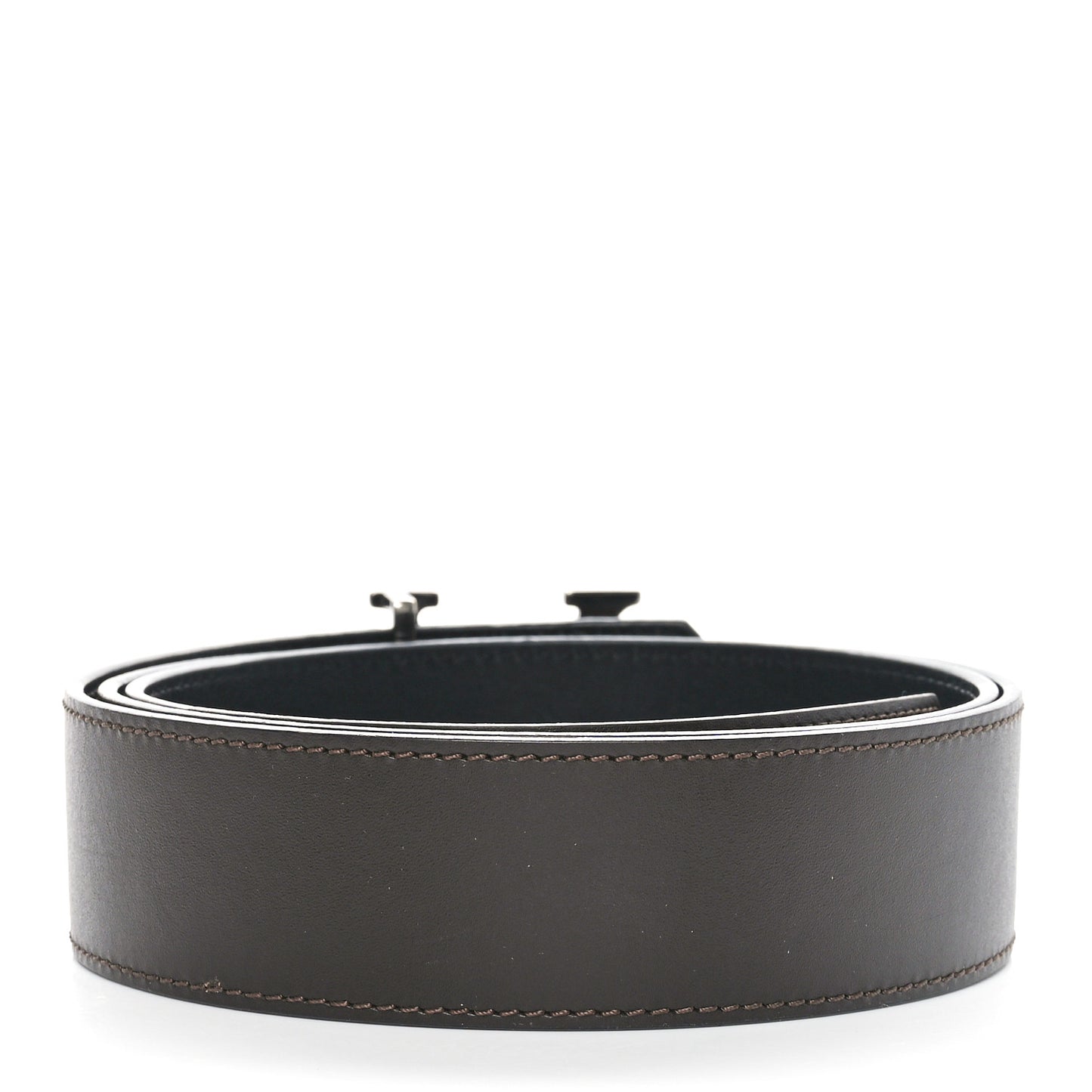 Calfskin 40mm LV Initiales Reversible Belt 110 44 Dark Brown Black