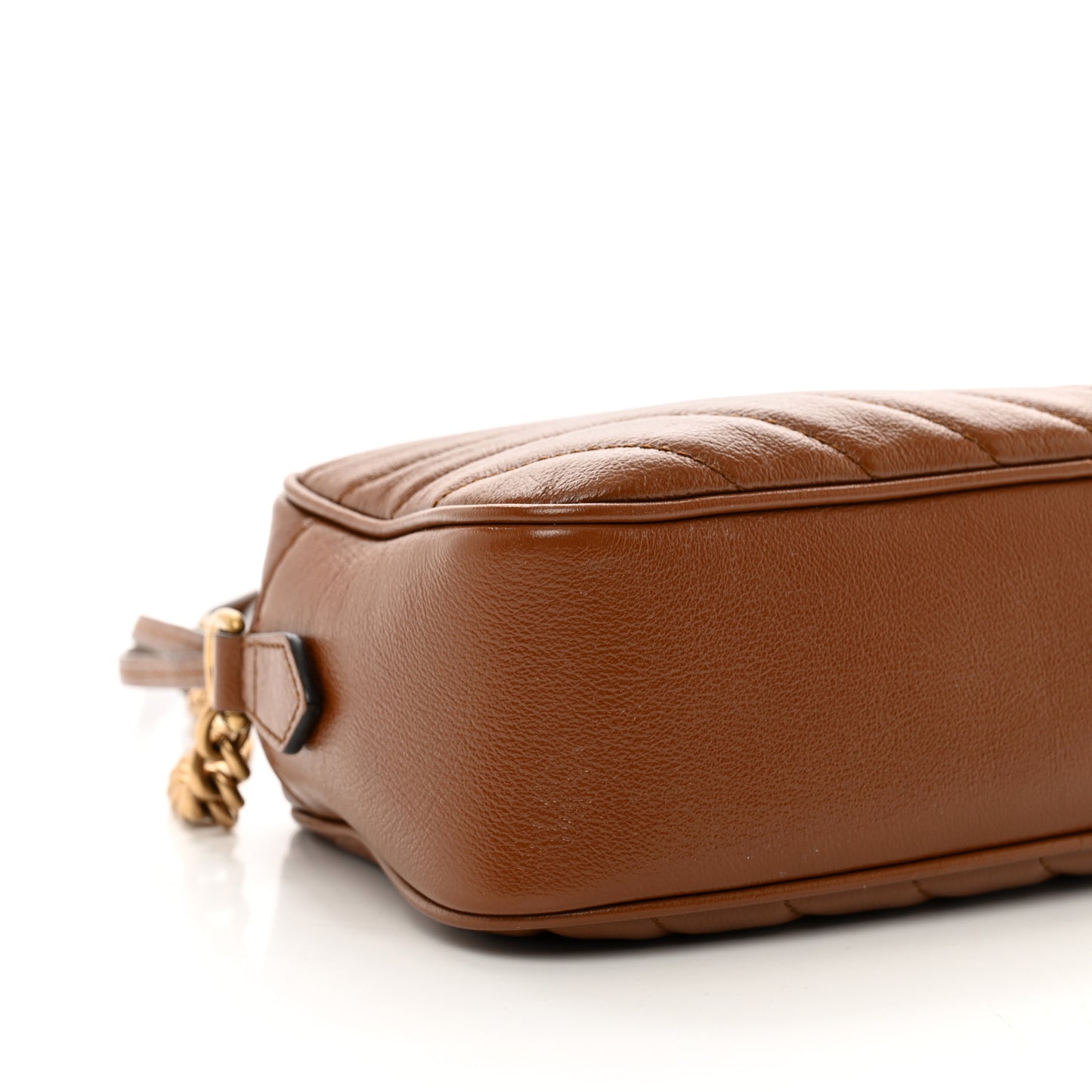 Glazed Calfskin Matelasse Diagonal Small GG Marmont Chain Shoulder Bag Cuir