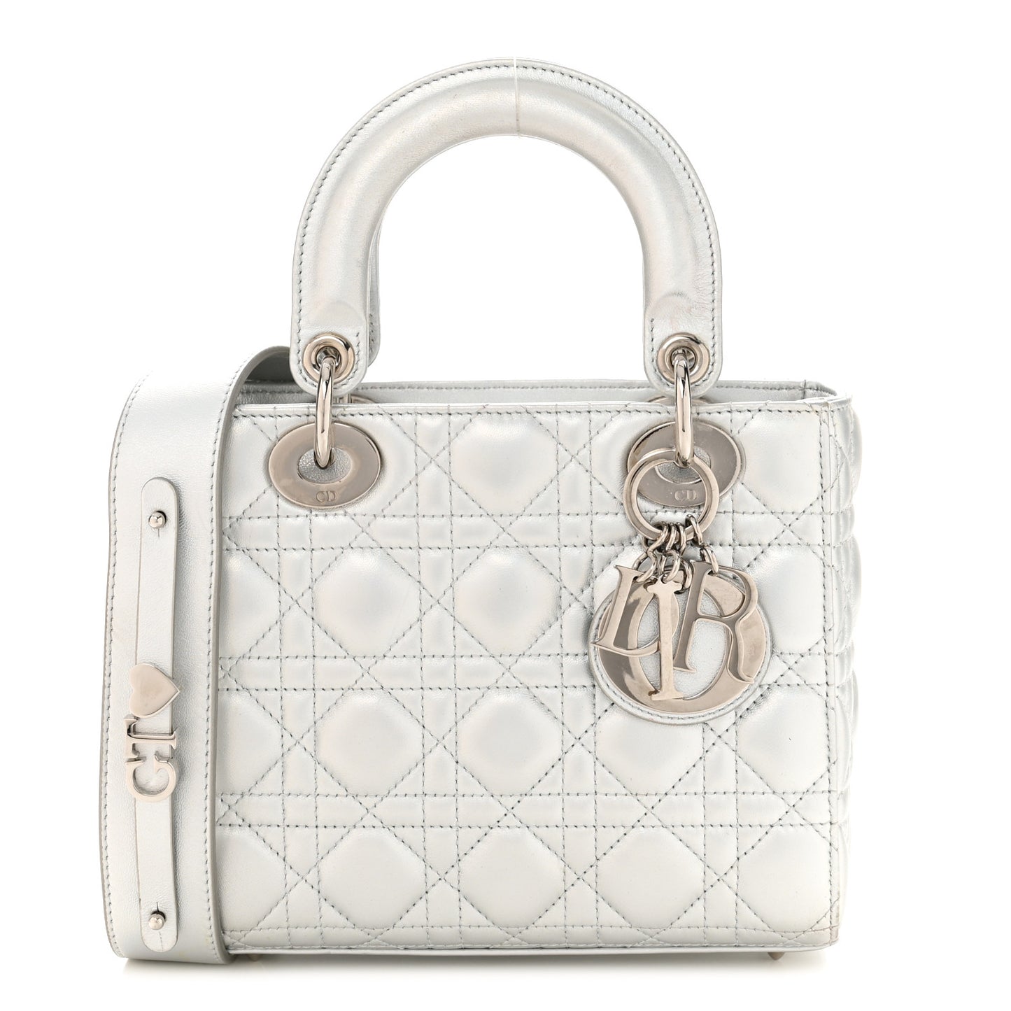 Iridescent Metallic Lambskin Cannage Small My ABCDior Lady Dior Silver