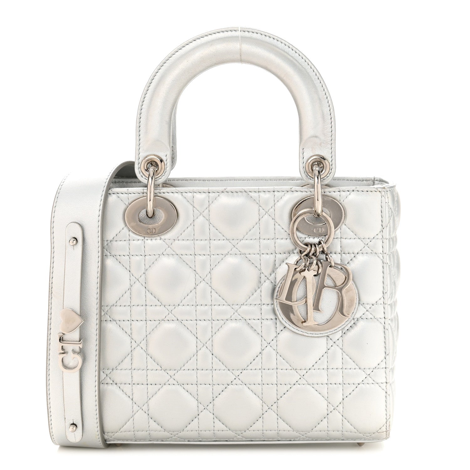 Christian Dior Iridescent Metallic Lambskin Cannage Small My ABCDior Lady Dior Silver 1 of 14