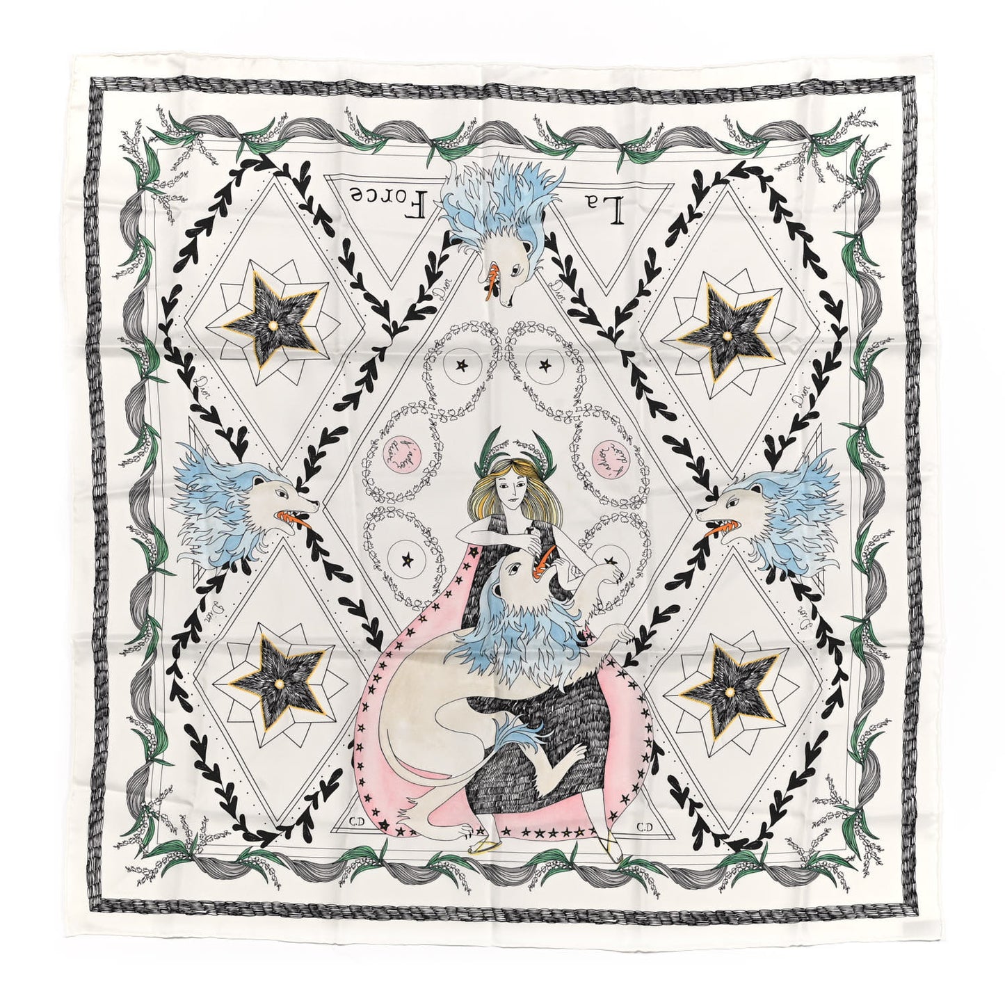 Silk La Force Square Scarf White Multicolor