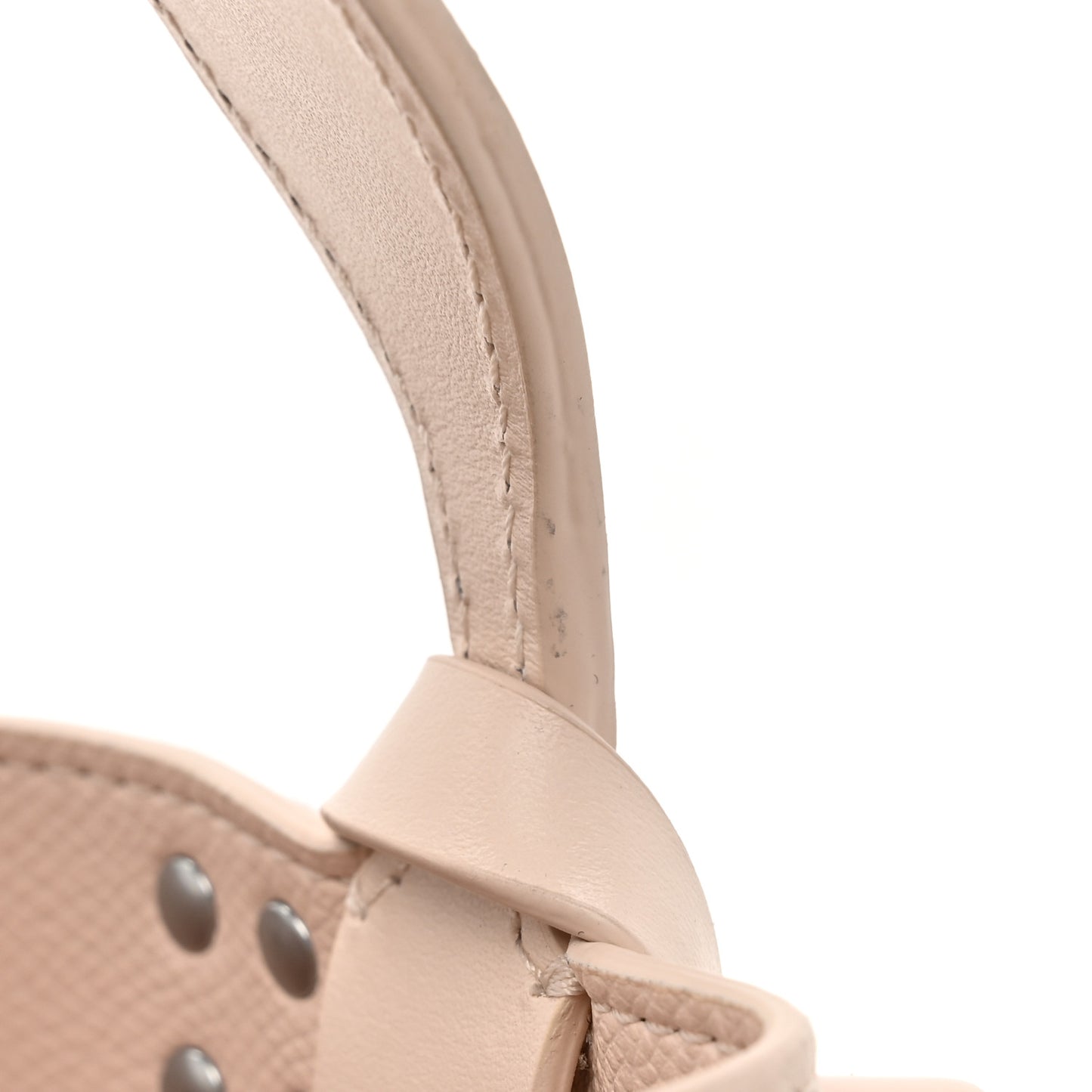 Calfskin Spiked Mini Cabachic Mini Bucket Bag Leche